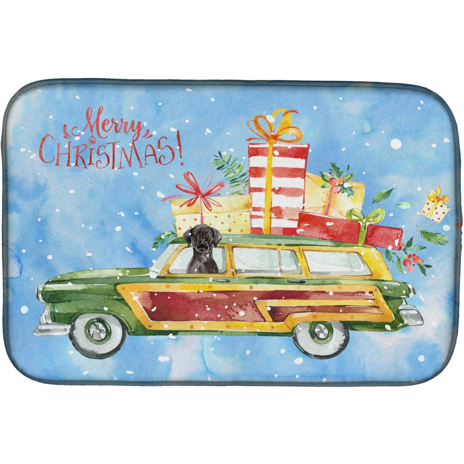 &quotCaroline's Treasures CK2435DDM Christmas Black Labrador Retriever dish-drying-mats, 14x21, Multicolor"
