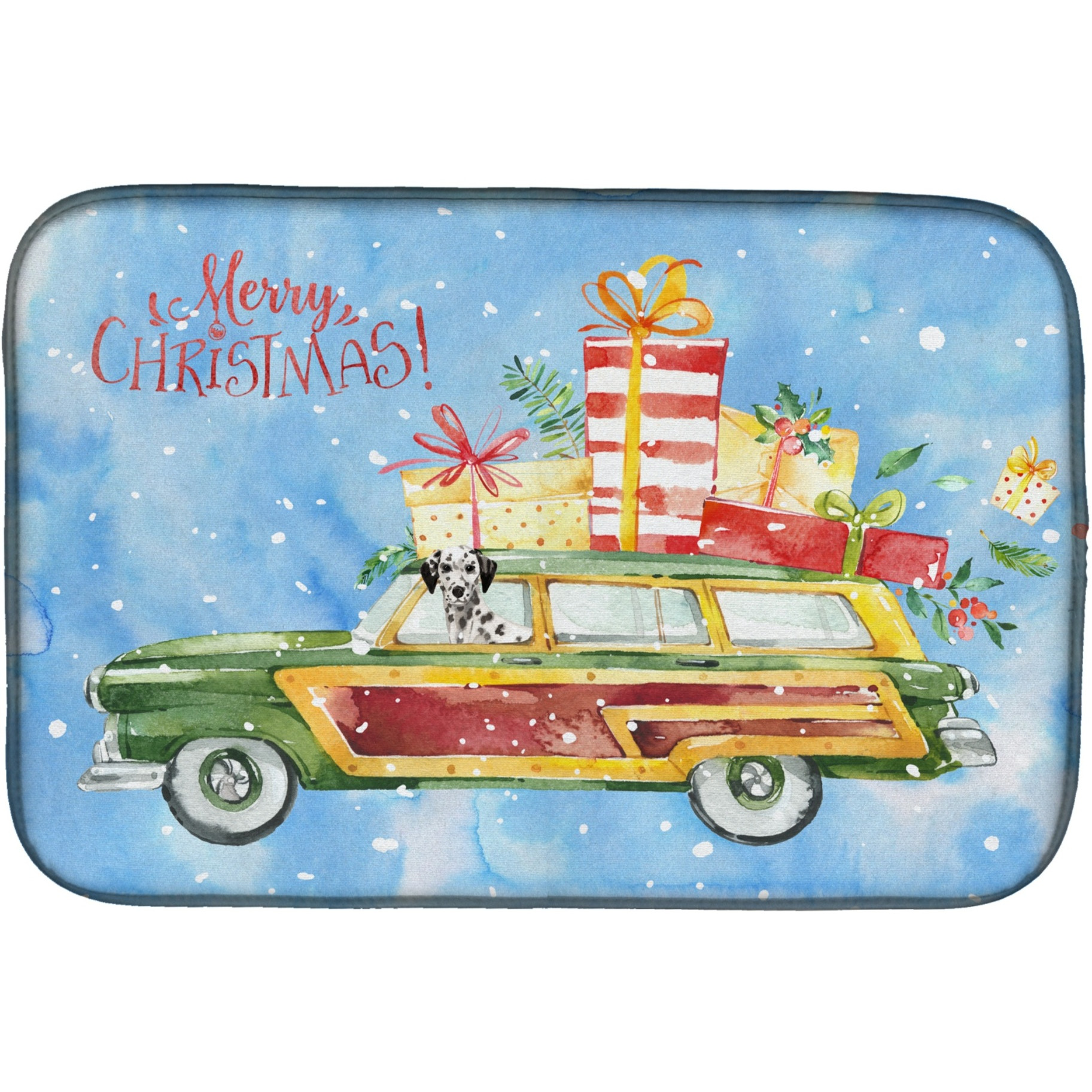 &quotCaroline's Treasures CK2452DDM Merry Christmas Dalmatian dish-drying-mats, 14x21, Multicolor"