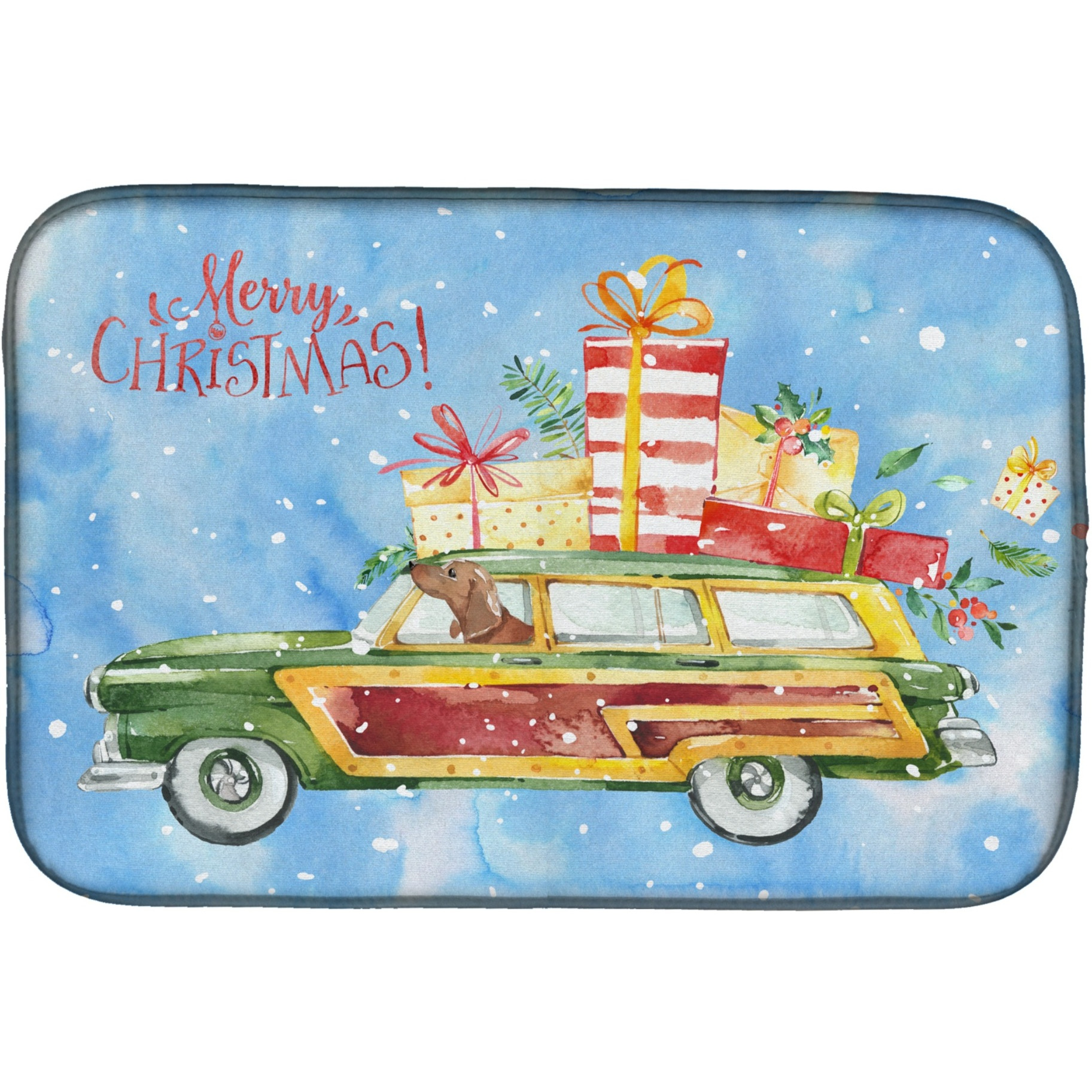 &quotCaroline's Treasures CK2465DDM Merry Christmas Red Dachshund dish-drying-mats, 14x21, Multicolor"
