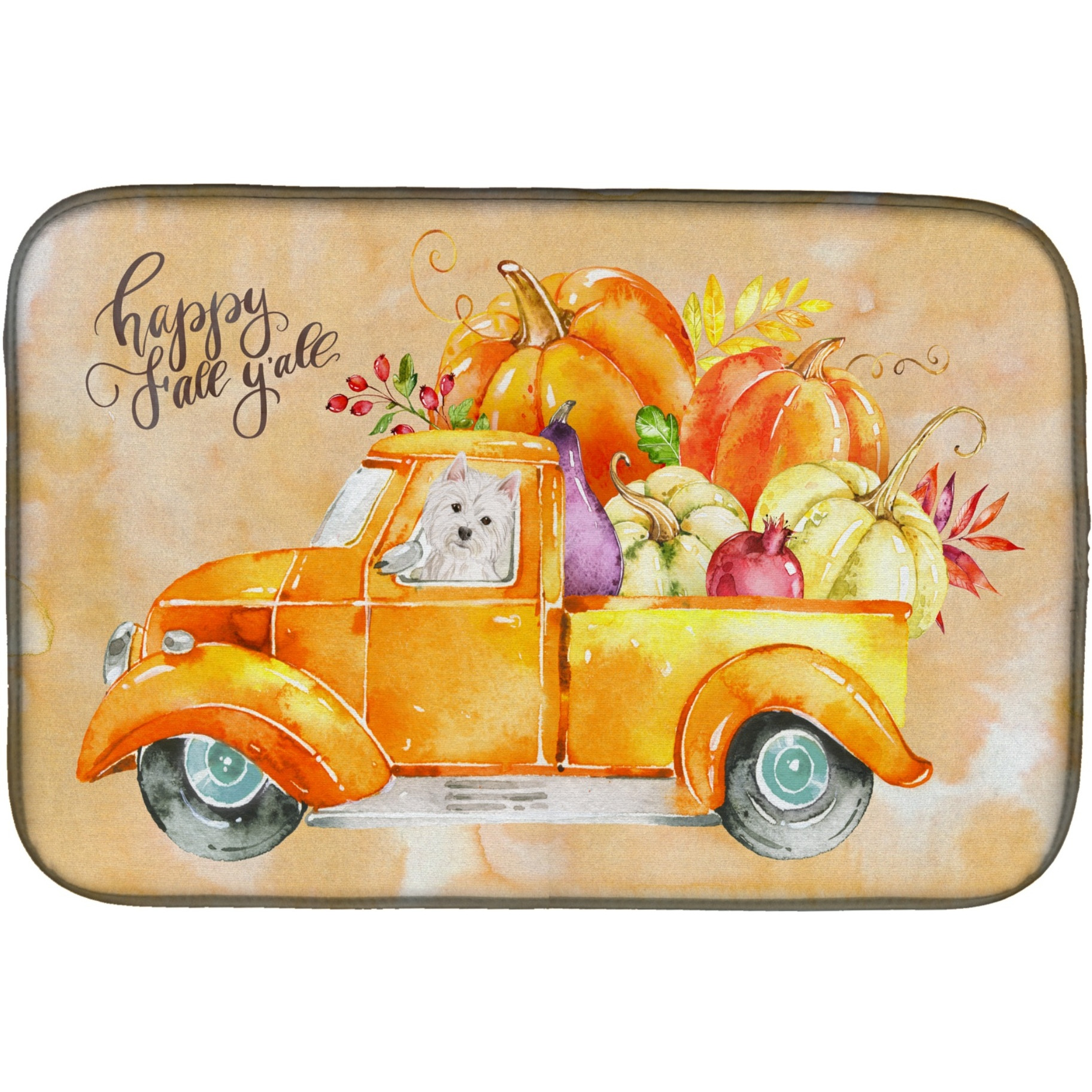 &quotCaroline's Treasures CK2653DDM Fall Harvest Westie dish-drying-mats, 14x21, Multicolor"