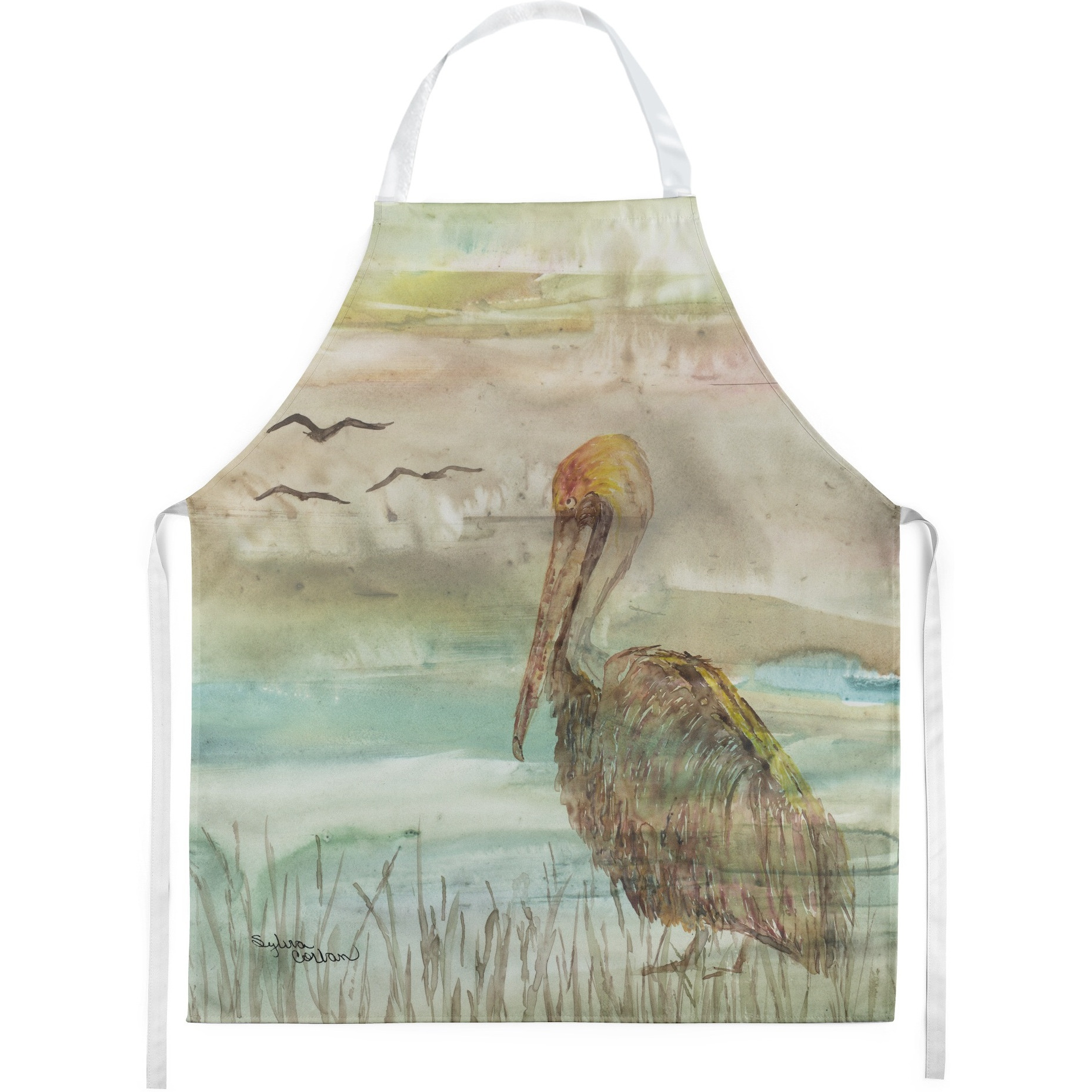 &quotCaroline's Treasures SC2011APRON Brown Pelican Sunset kitchen-aprons, Multicolor"