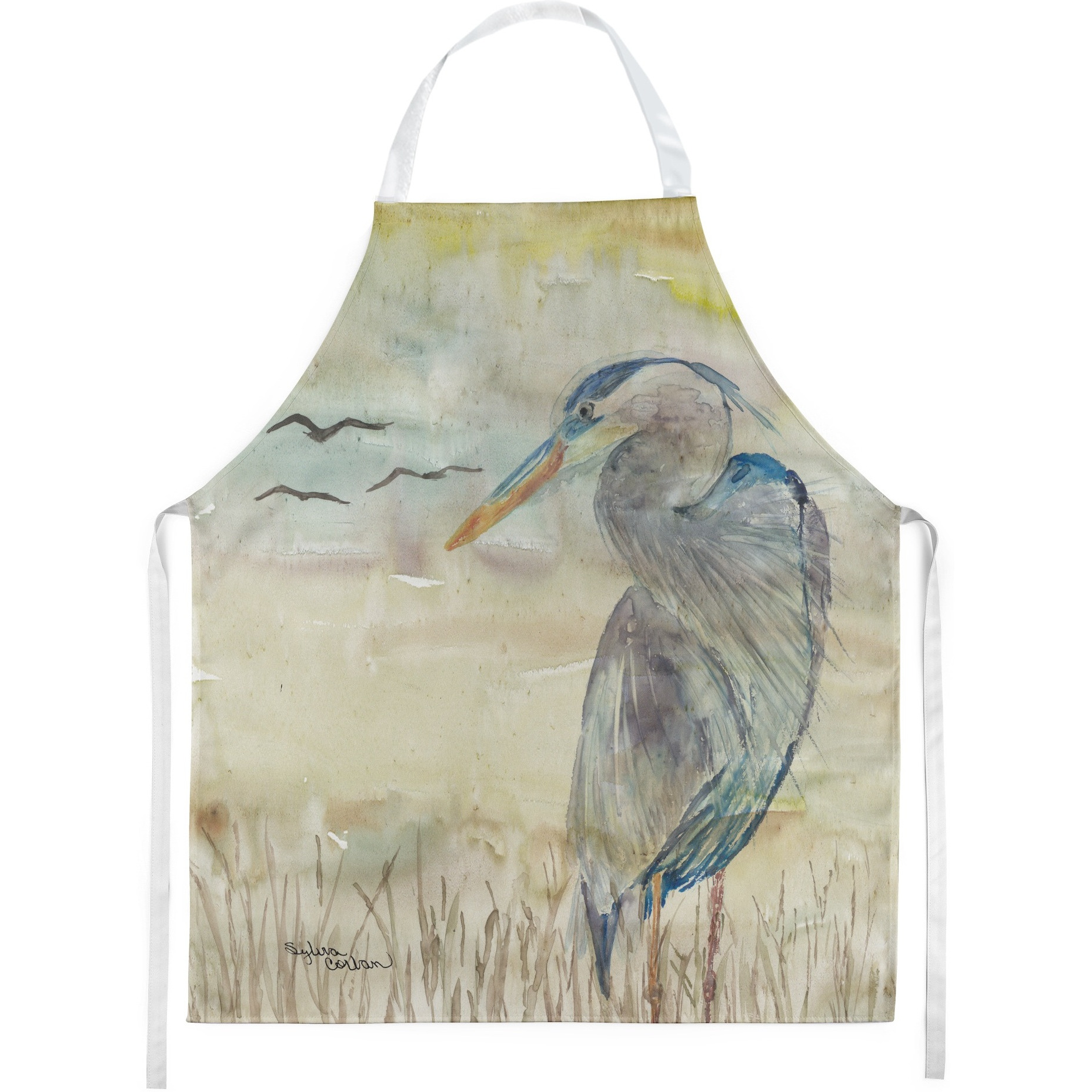 Caroline's Treasures SC2020APRON Blue Heron Yellow Sky kitchen-aprons
