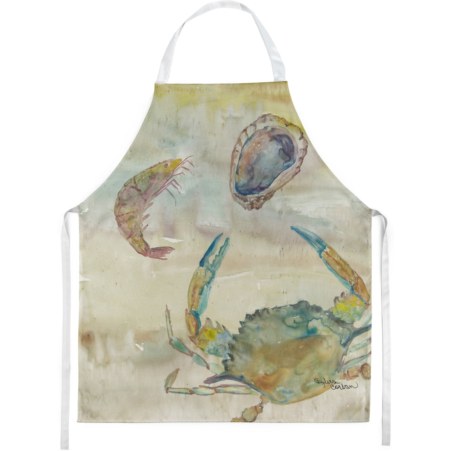 &quotCaroline's Treasures SC2026APRON Crab, Shrimp, Oyster Yellow Sky kitchen-aprons"