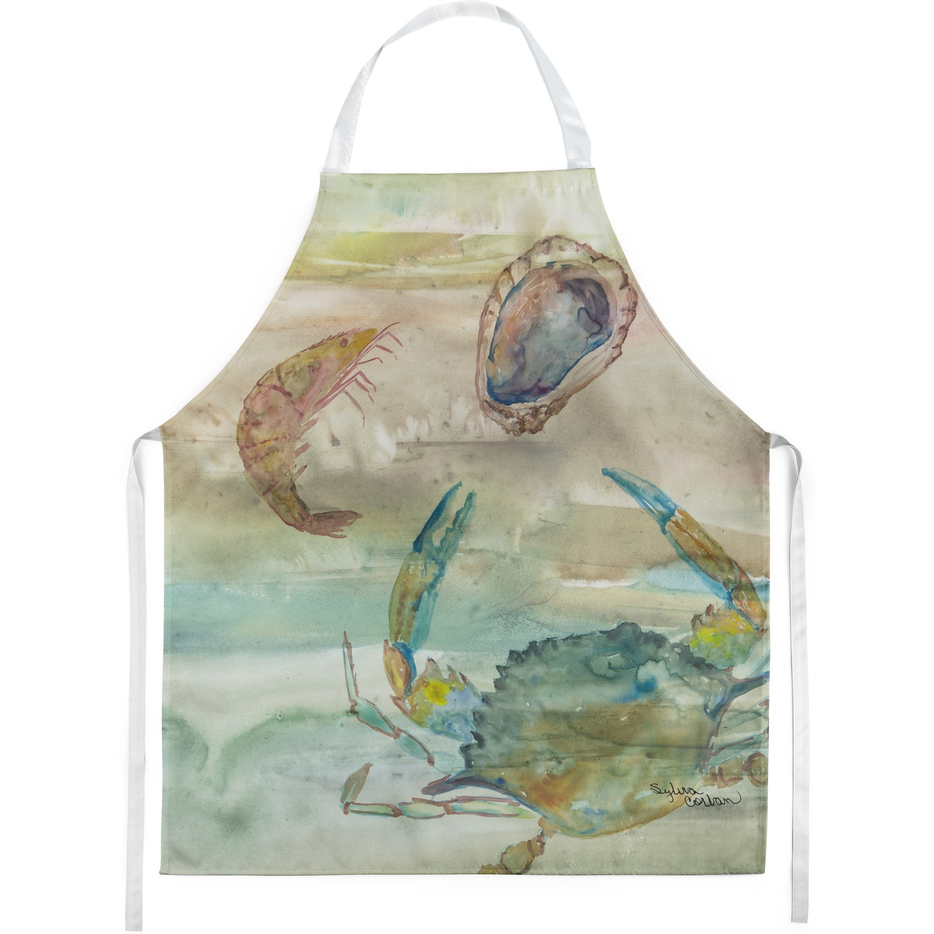 &quotCaroline's Treasures SC2017APRON Crab, Shrimp and Oyster Sunset kitchen-aprons, Multicolor"