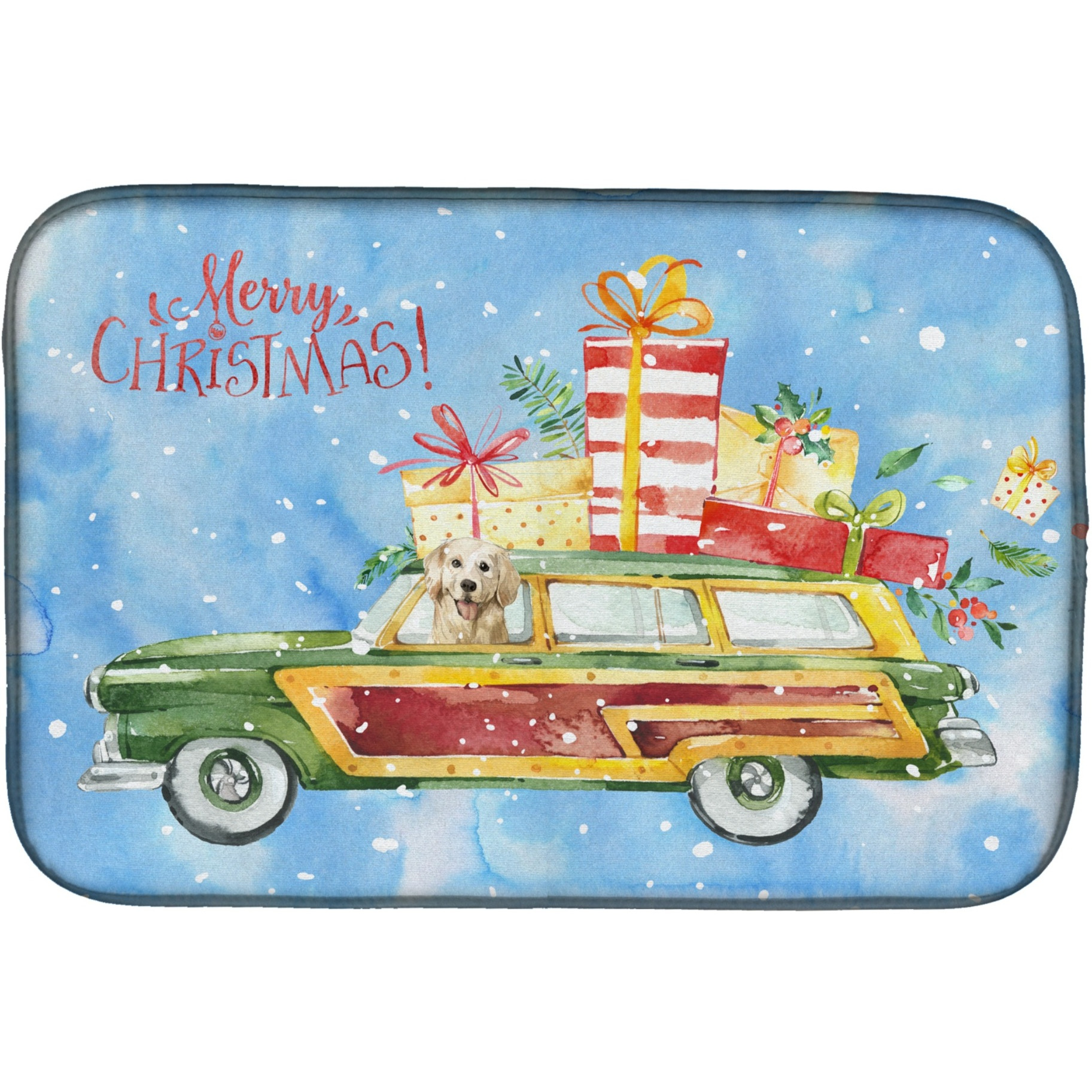 &quotCaroline's Treasures CK2407DDM Merry Christmas Golden Retriever dish-drying-mats, 14x21, Multicolor"