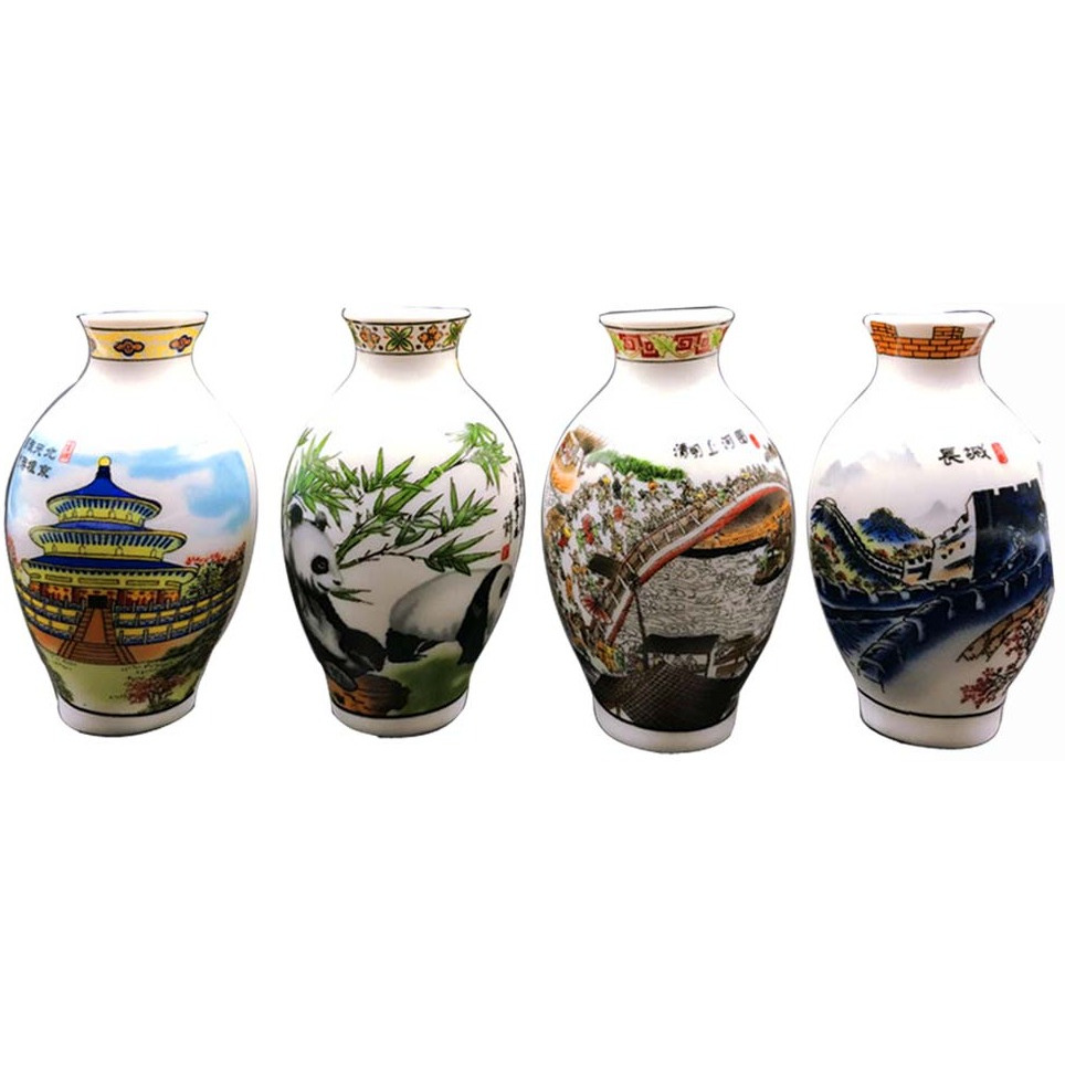 Set Of 4 Chinese Style Refrigerator Magnet Ceramics Painted China Famous Places