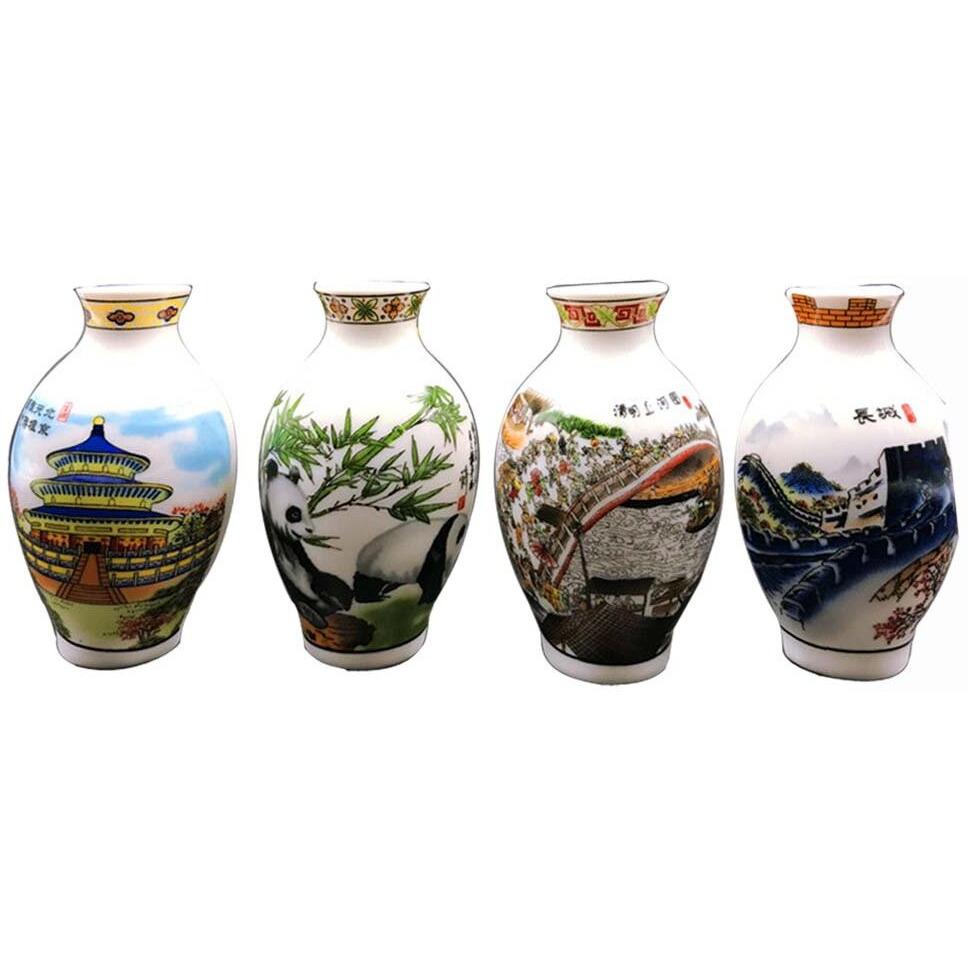 Set Of 4 Chinese Style Refrigerator Magnet Ceramics Painted China Famous Places