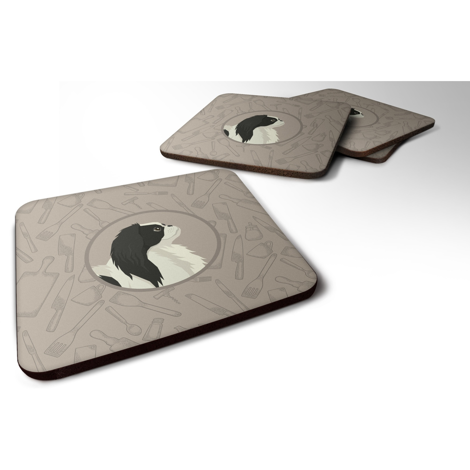 &quotCaroline's Treasures CK2195FC Japanese Chin in The Kitchen Foam Set of 4 coasters, Multicolor"