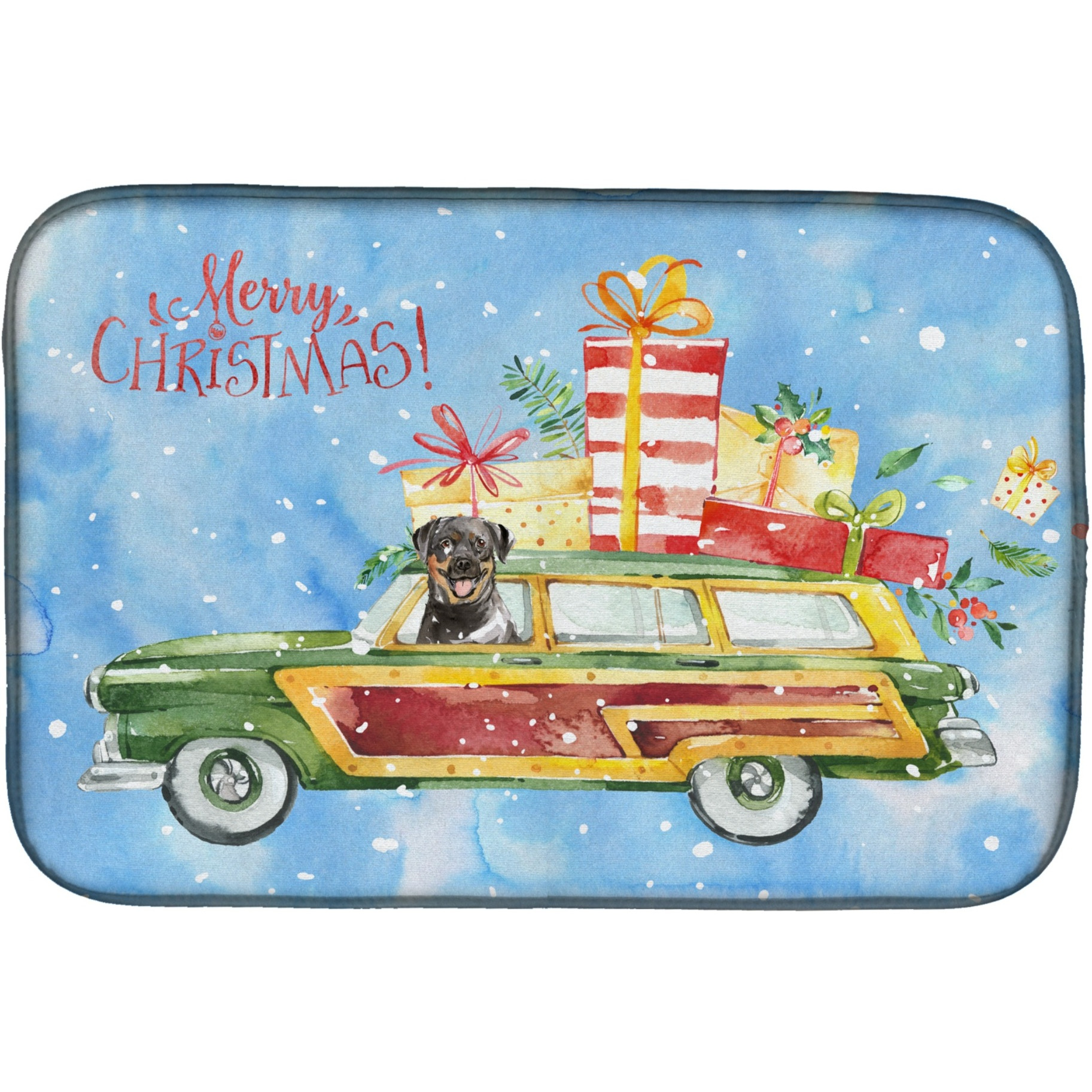 &quotCaroline's Treasures CK2417DDM Merry Christmas Rottweiler dish-drying-mats, 14x21, Multicolor"