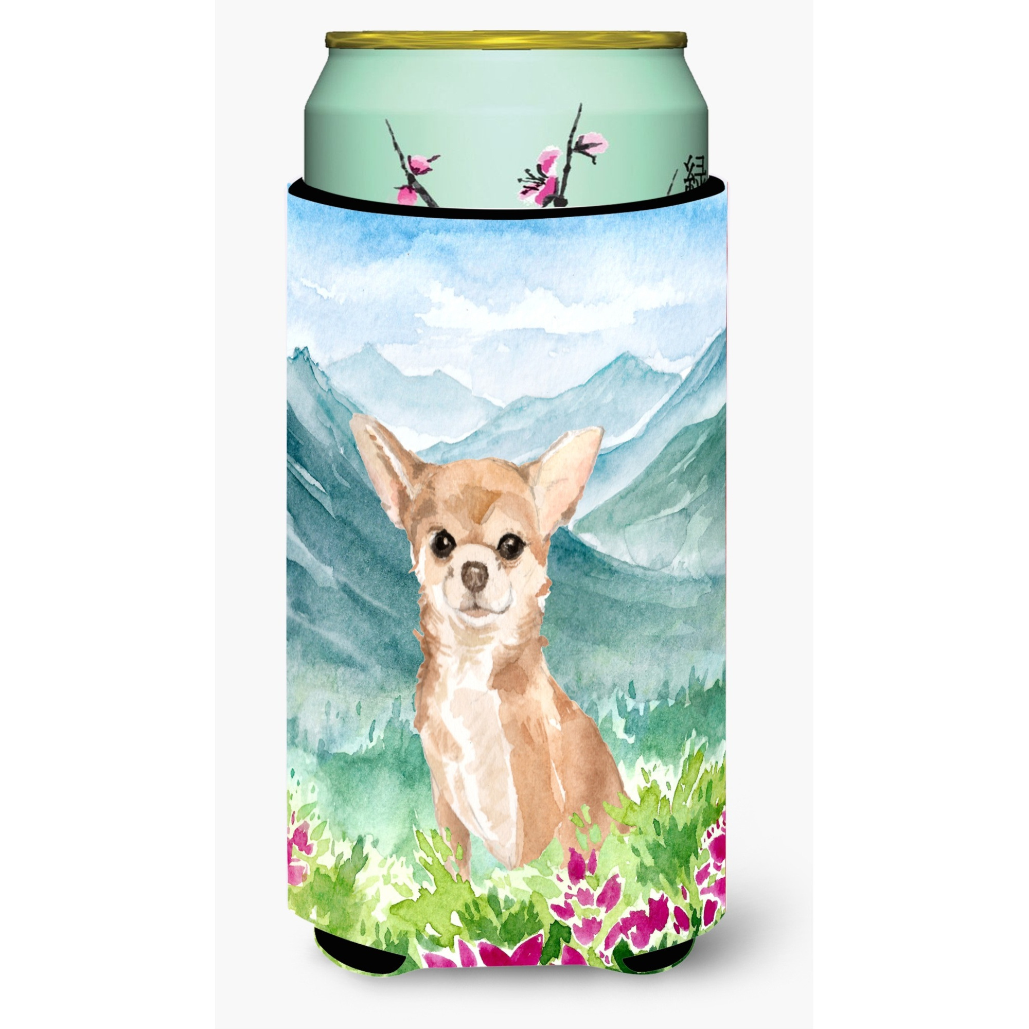&quotCaroline's Treasures CK1983TBC Mountian Flowers Chihuahua Tall Boy Hugger cold-beverage-koozies, Multicolor"