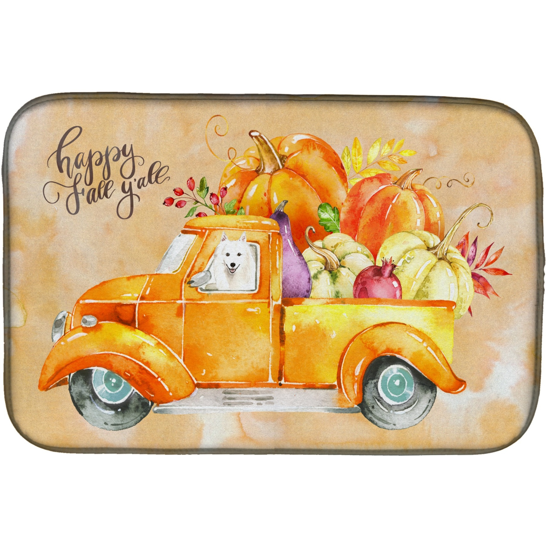 &quotCaroline's Treasures CK2622DDM Fall Harvest Japanese Spitz dish-drying-mats, 14x21, Multicolor"