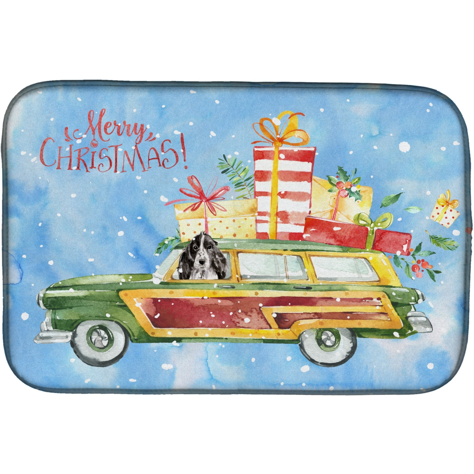 &quotCaroline's Treasures CK2450DDM Christmas Black Parti Cocker Spaniel dish-drying-mats, 14x21, Multicolor"