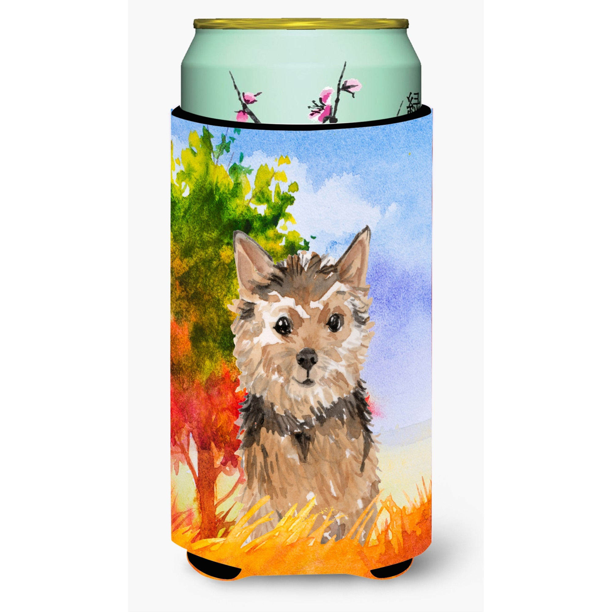 &quotCaroline's Treasures CK1936TBC Fall Norwich Terrier Tall Boy Hugger cold-beverage-koozies, Multicolor"