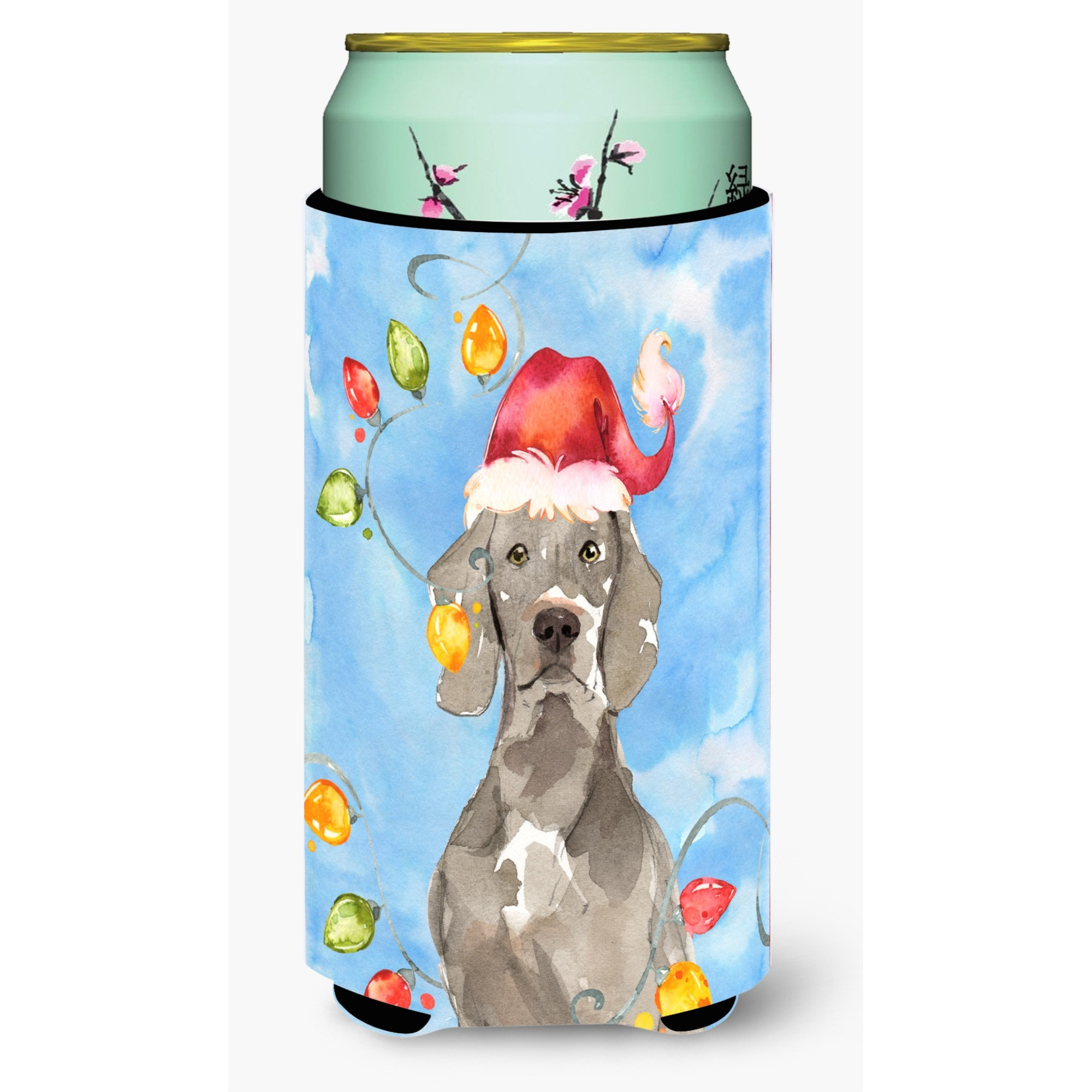 &quotCaroline's Treasures CK2497TBC Christmas Lights Weimaraner Tall Boy Hugger cold-beverage-koozies, Multicolor"