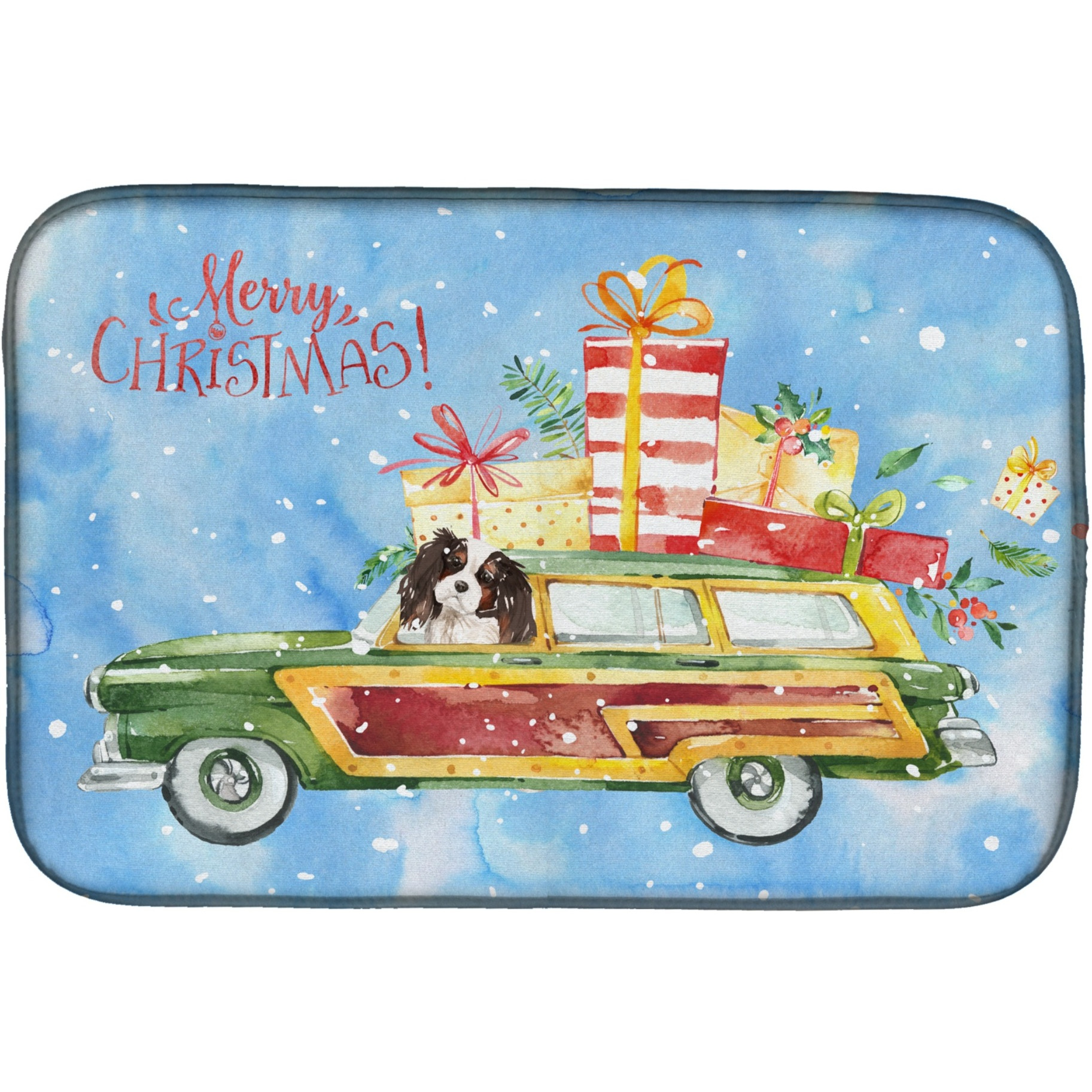 &quotCaroline's Treasures CK2440DDM Christmas Tricolor Cavalier Spaniel dish-drying-mats, 14x21, Multicolor"