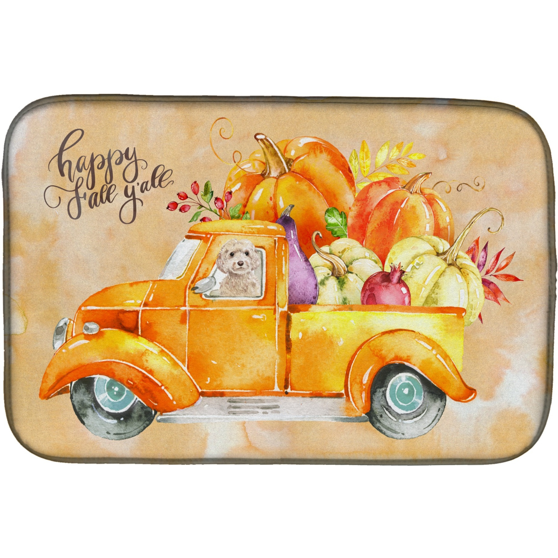 &quotCaroline's Treasures CK2660DDM Fall Harvest Champagne Cockapoo dish-drying-mats, 14x21, Multicolor"