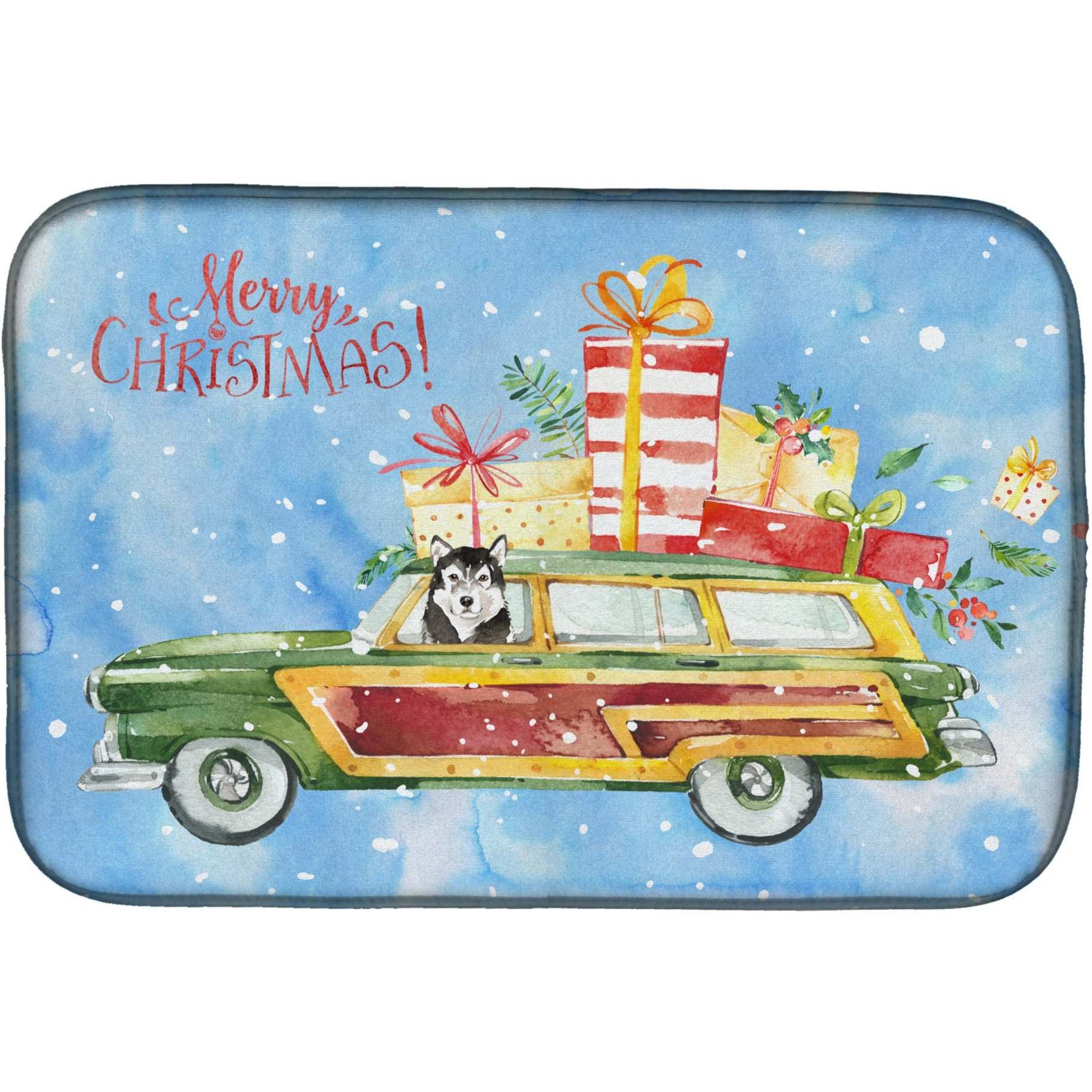 &quotCaroline's Treasures CK2413DDM Merry Christmas Alaskan Malamute dish-drying-mats, 14x21, Multicolor"