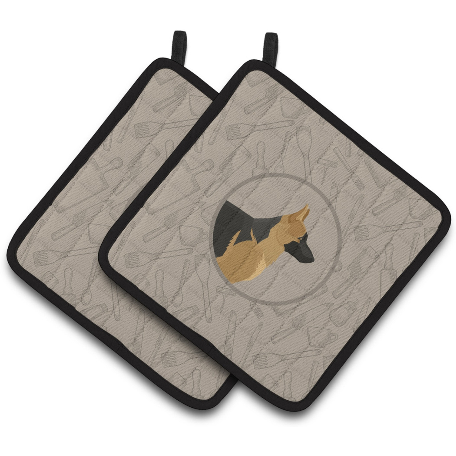 &quotCaroline's Treasures CK2187PTHD German Shepherd in The Kitchen Pair of Pot Holders potholders, Multicolor"