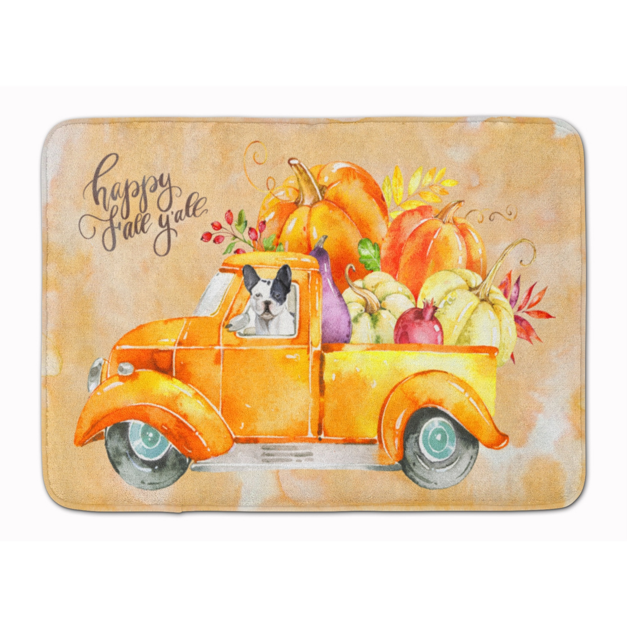 &quotCaroline's Treasures Fall Harvest French Bulldog Machine Washable Memory Foam Mat doormats, Multicolor"