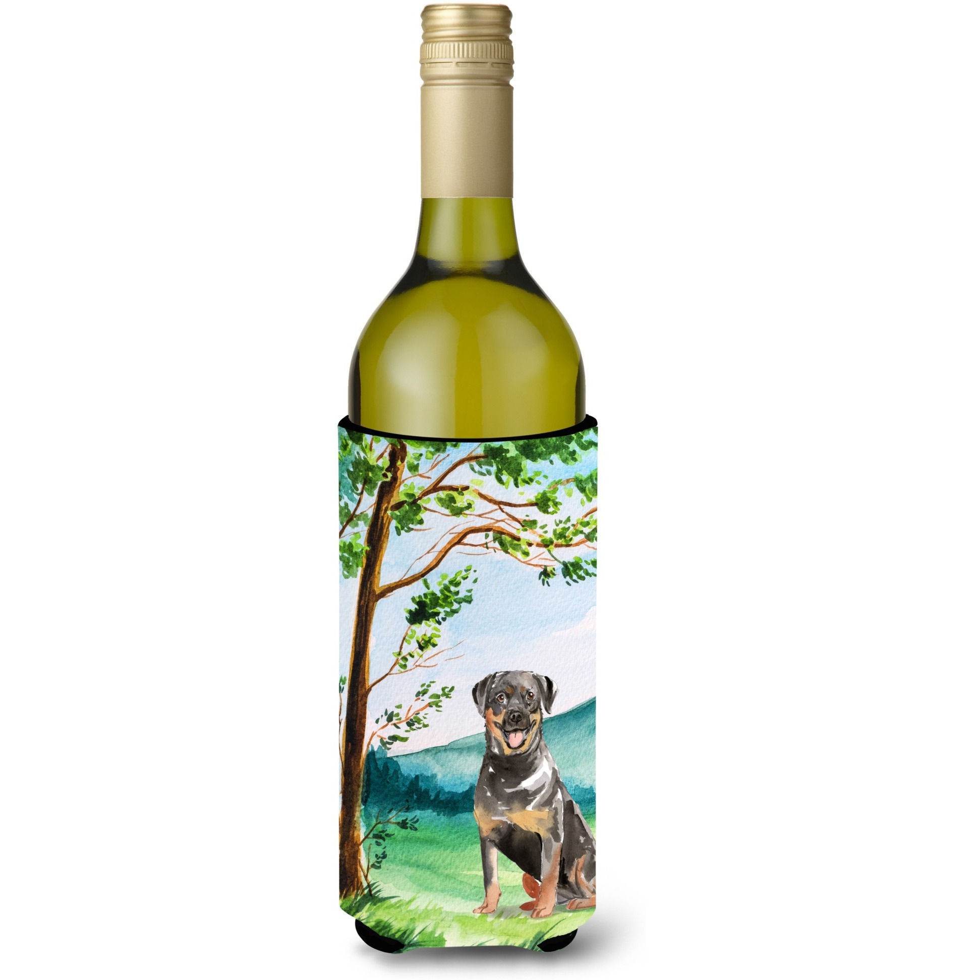 &quotCaroline's Treasures CK2562LITERK Under The Tree Rottweiler Wine Bottle Hugger cold-beverage-koozies, 750 ml, Multicolor"