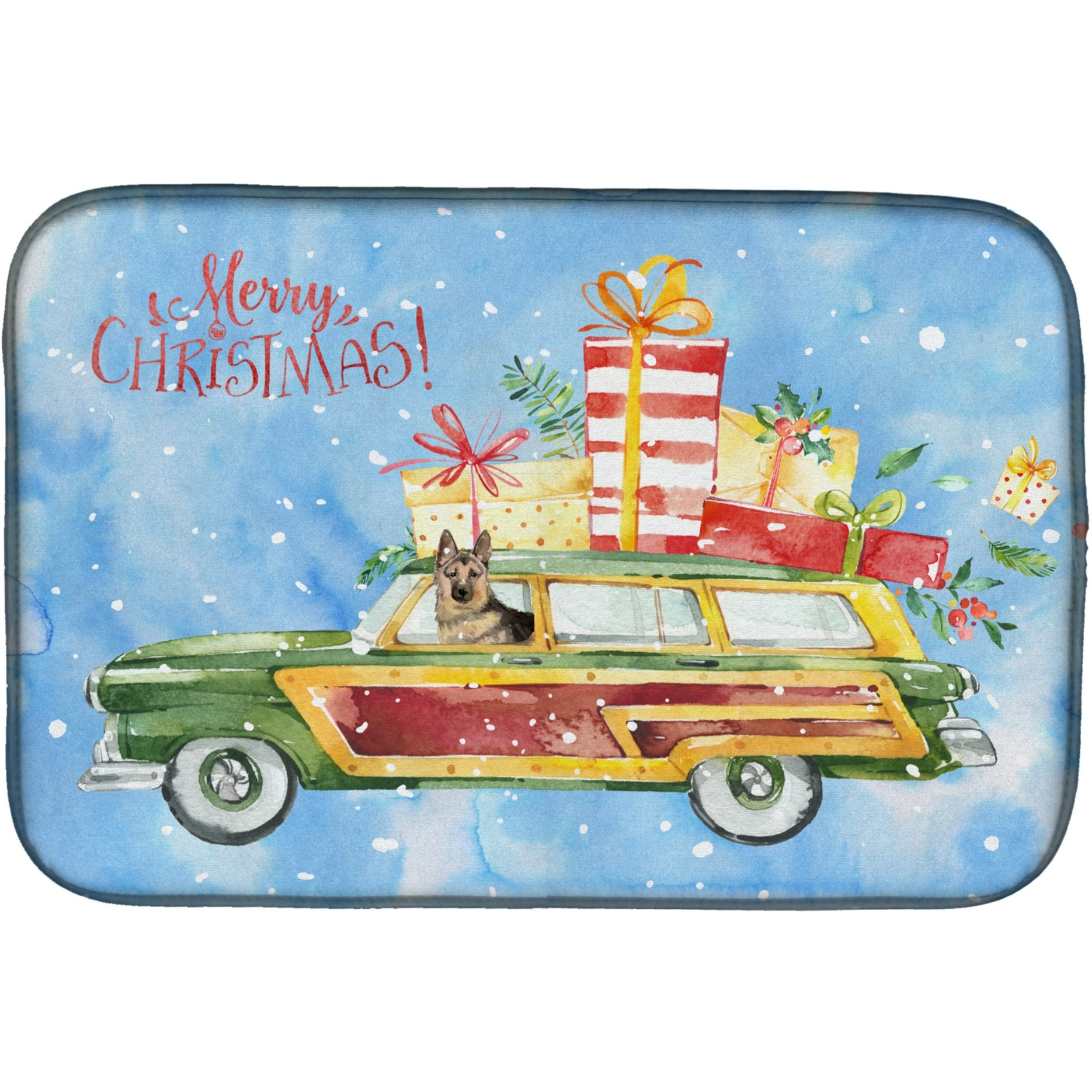 &quotCaroline's Treasures CK2455DDM Merry Christmas German Shepherd dish-drying-mats, 14x21, Multicolor"