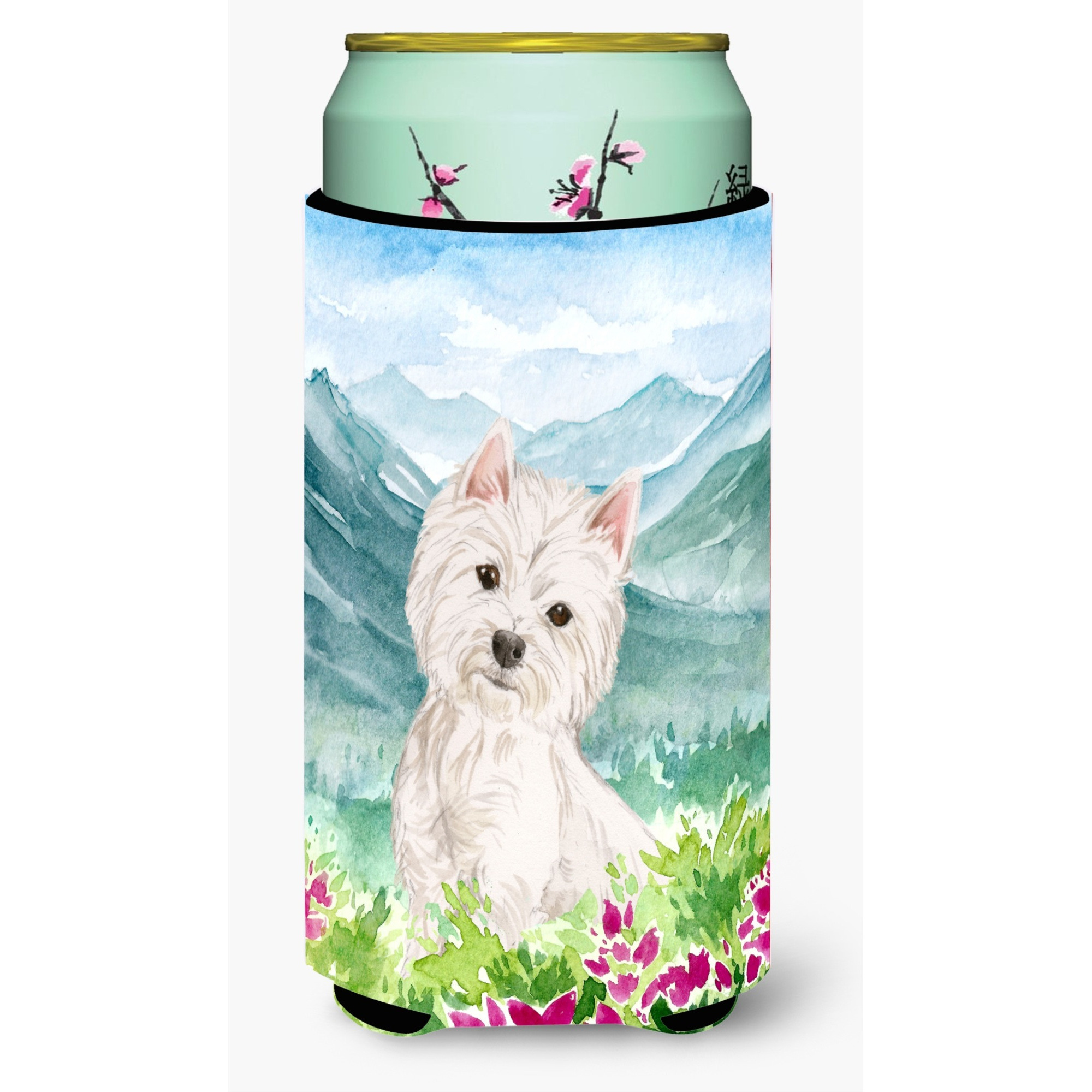 &quotCaroline's Treasures CK1965TBC Mountian Flowers Westie Tall Boy Hugger cold-beverage-koozies, Multicolor"