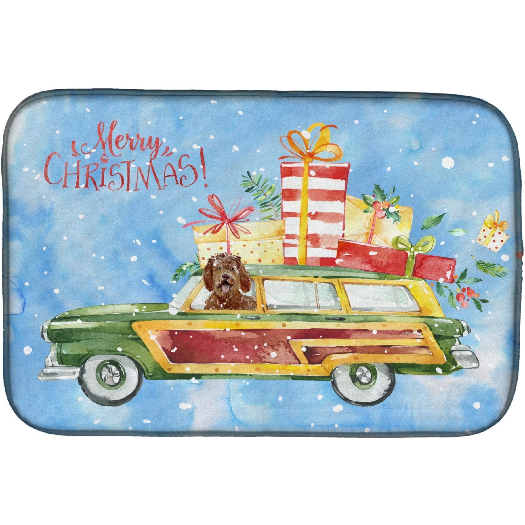&quotCaroline's Treasures CK2411DDM Merry Christmas Labradoodle dish-drying-mats, 14x21, Multicolor"