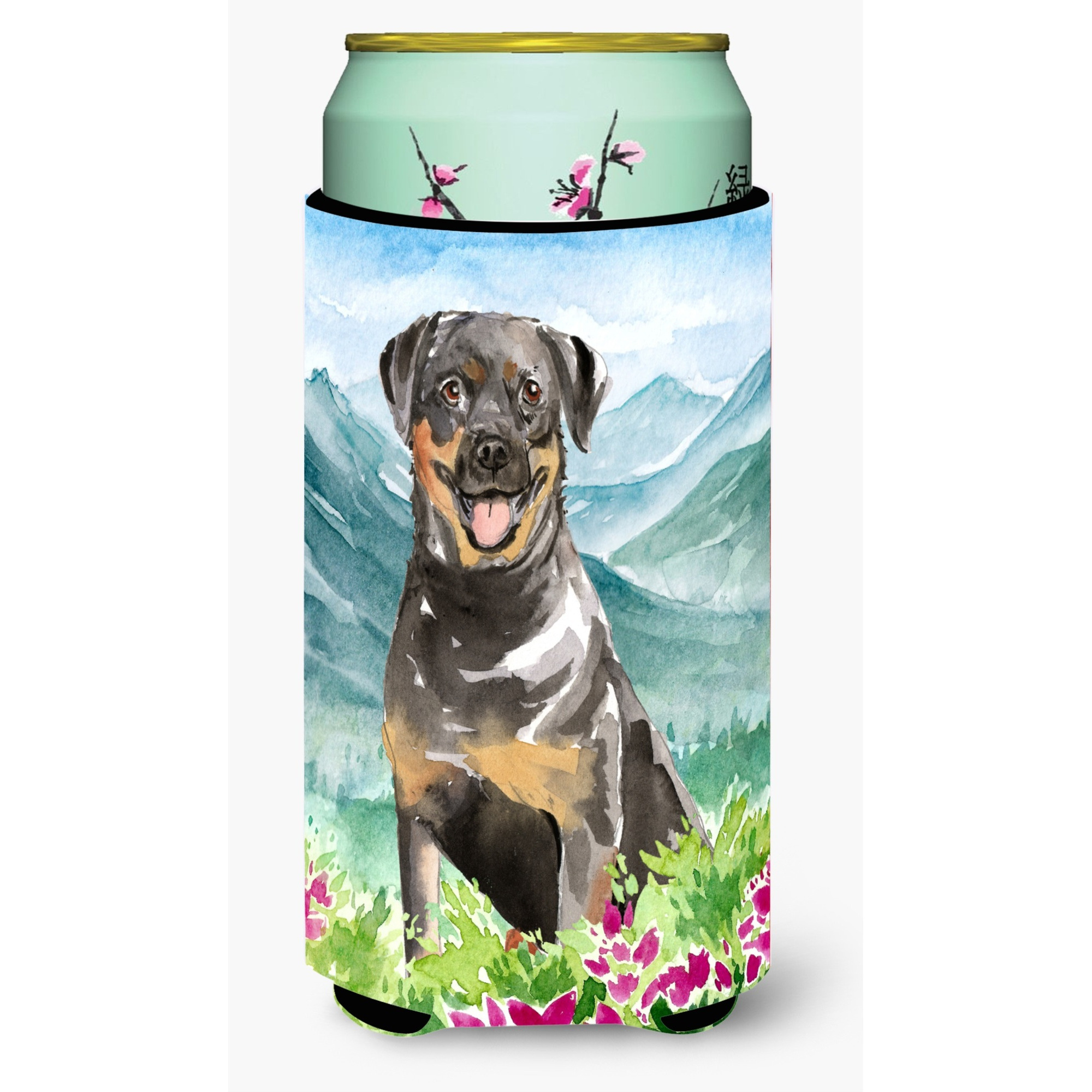 &quotCaroline's Treasures CK2526TBC Mountain Flowers Rottweiler Tall Boy Hugger cold-beverage-koozies, Multicolor"