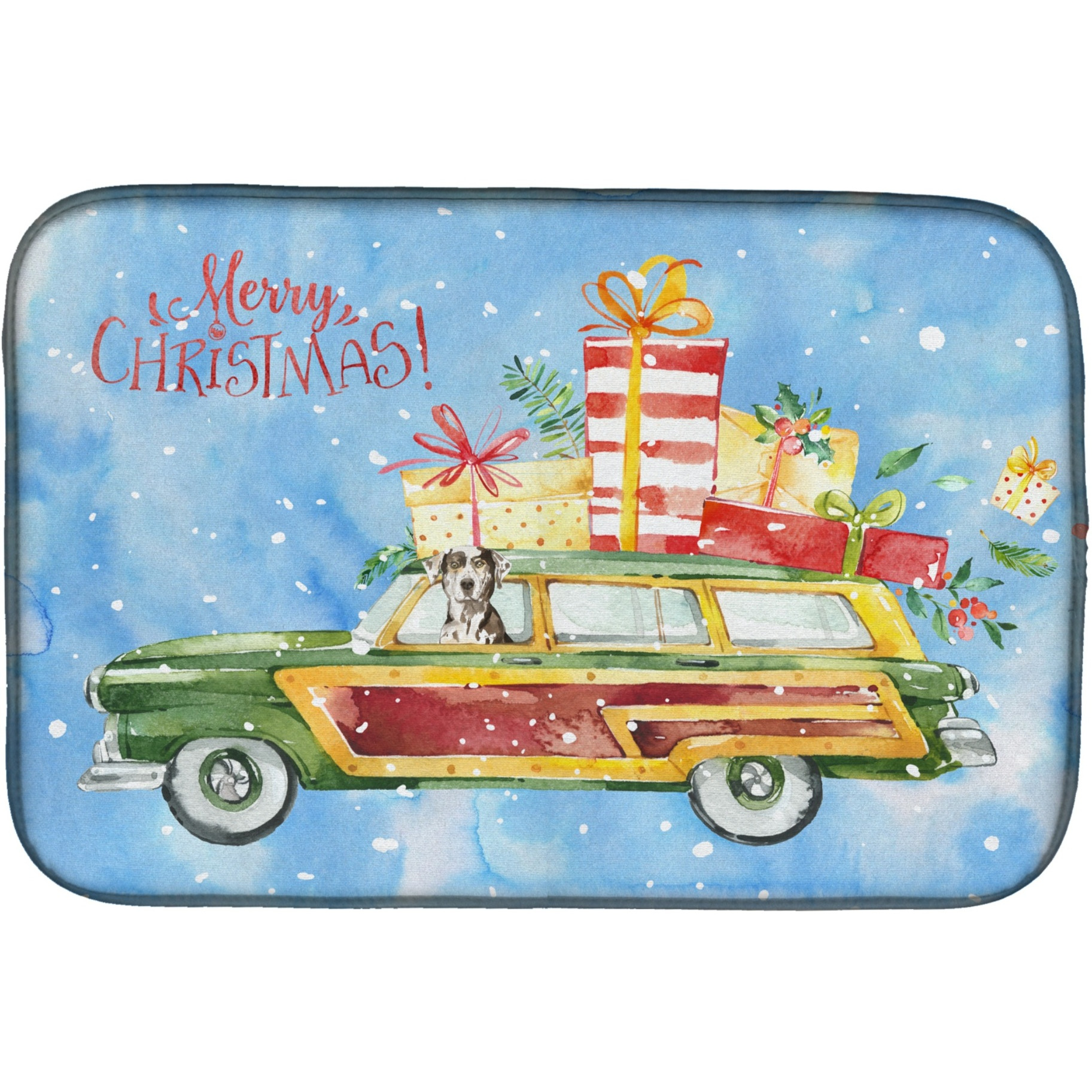 &quotCaroline's Treasures CK2402DDM Merry Christmas Catahoula Leopard Dog dish-drying-mats, 14x21, Multicolor"