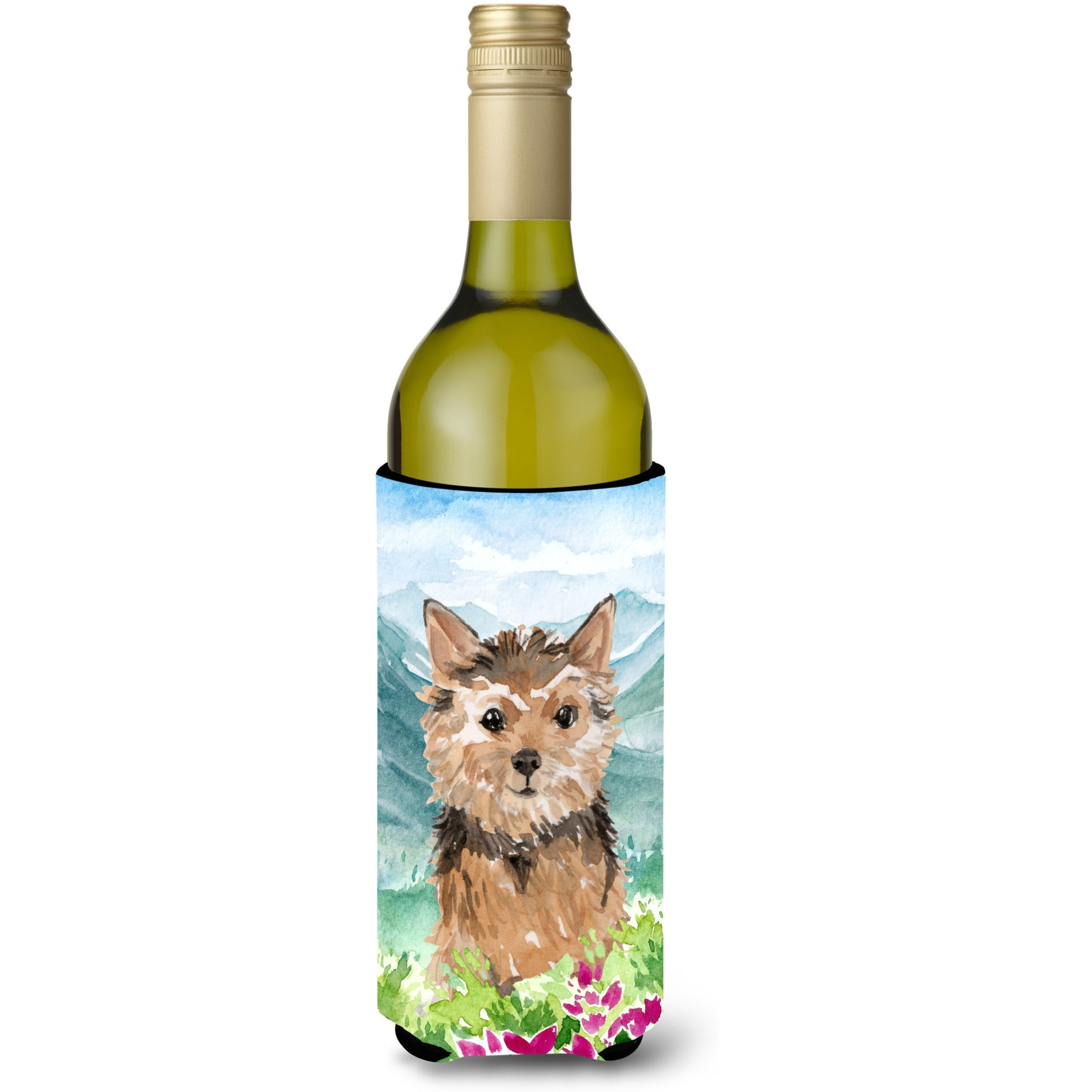 &quotCaroline's Treasures CK1971LITERK Mountian Flowers Norwich Terrier Wine Bottle Hugger cold-beverage-koozies, 750 ml, Multicolor"