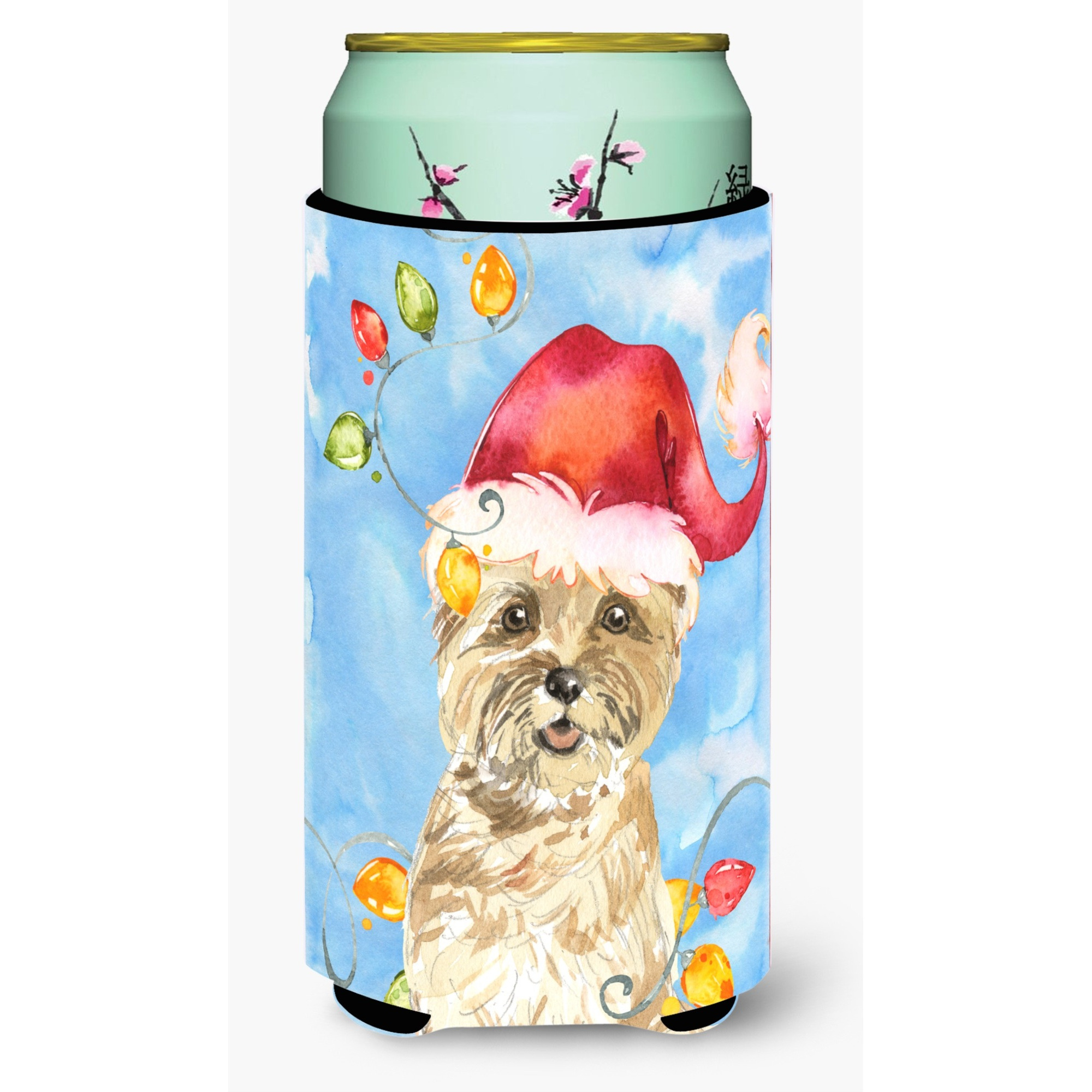 &quotCaroline's Treasures CK2474TBC Christmas Lights Cairn Terrier Tall Boy Hugger cold-beverage-koozies, Multicolor"