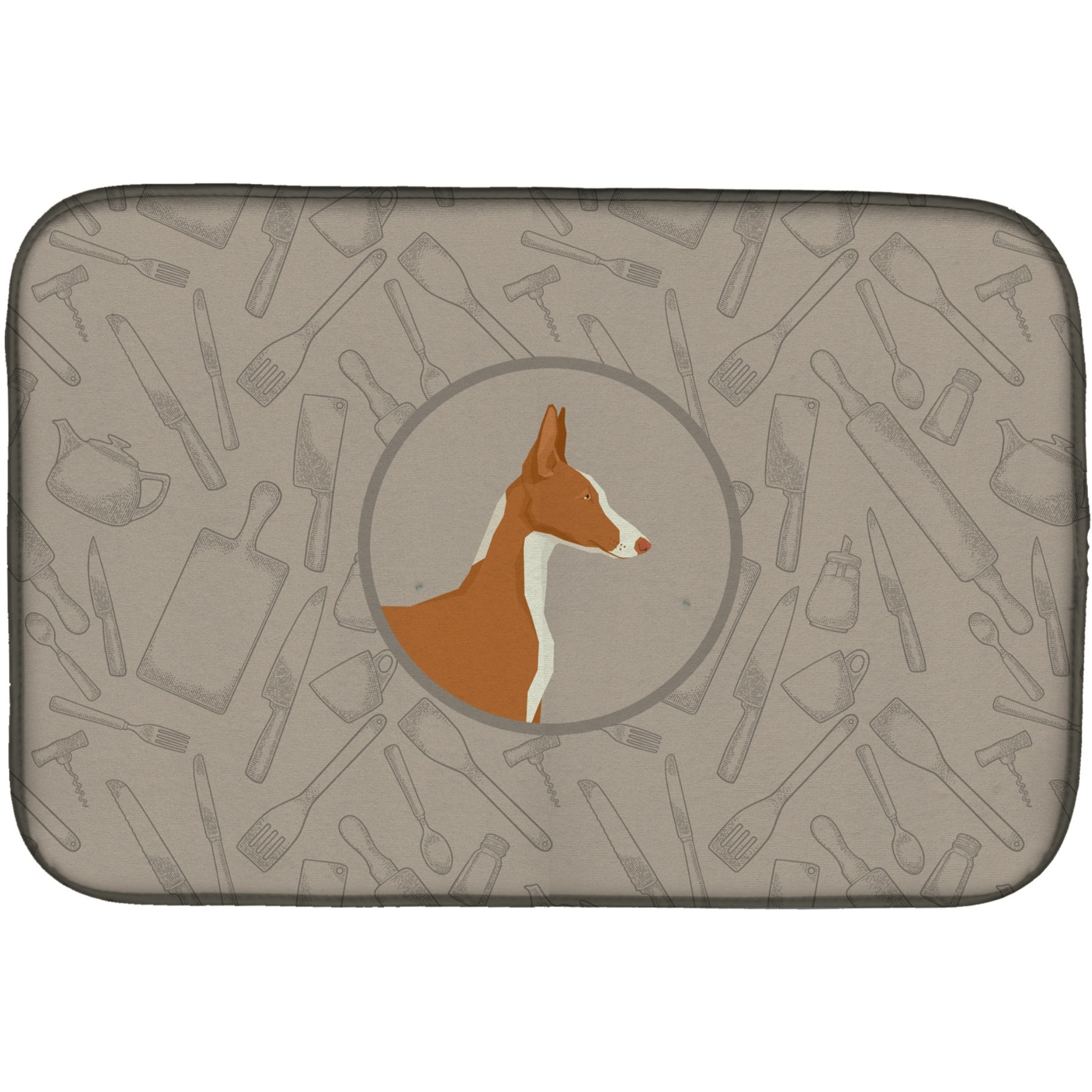 &quotCaroline's Treasures CK2192DDM Ibizan Hound in The Kitchen dish-drying-mats, 14x21, Multicolor"