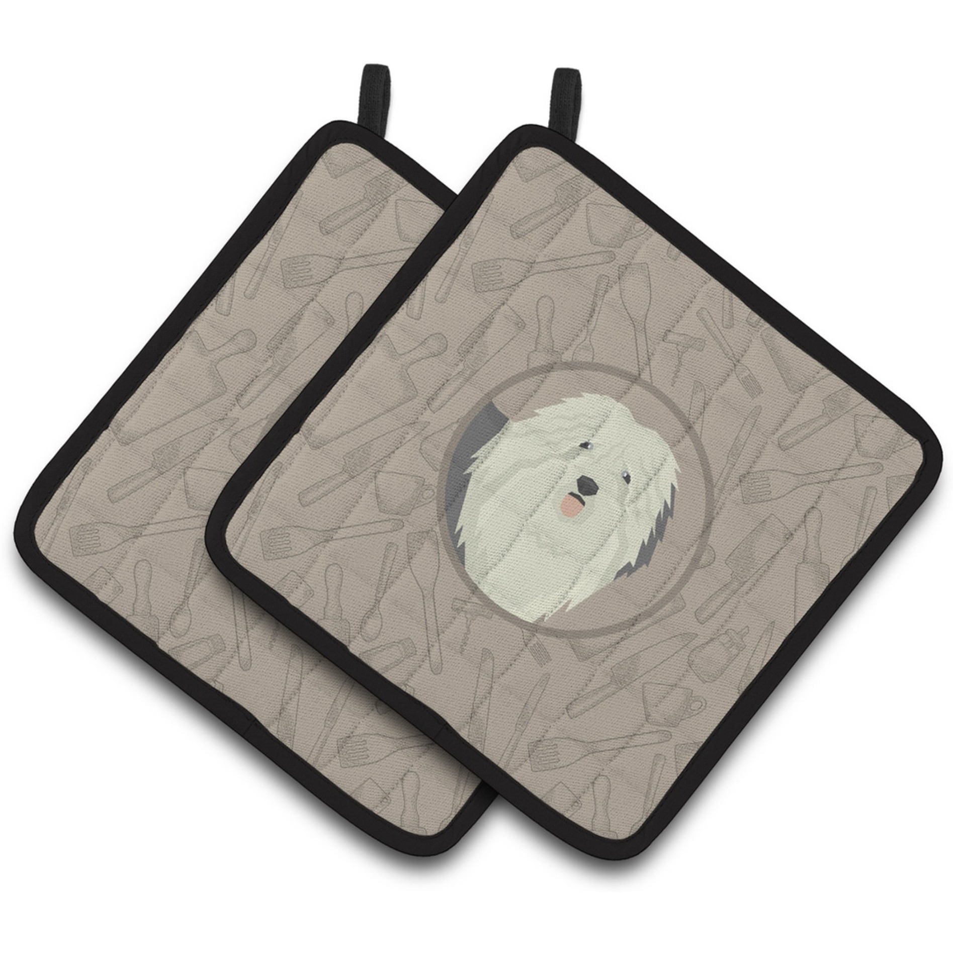 &quotCaroline's Treasures CK2199PTHD Old English Sheepdog in The Kitchen Pair of Pot Holders potholders, Multicolor"