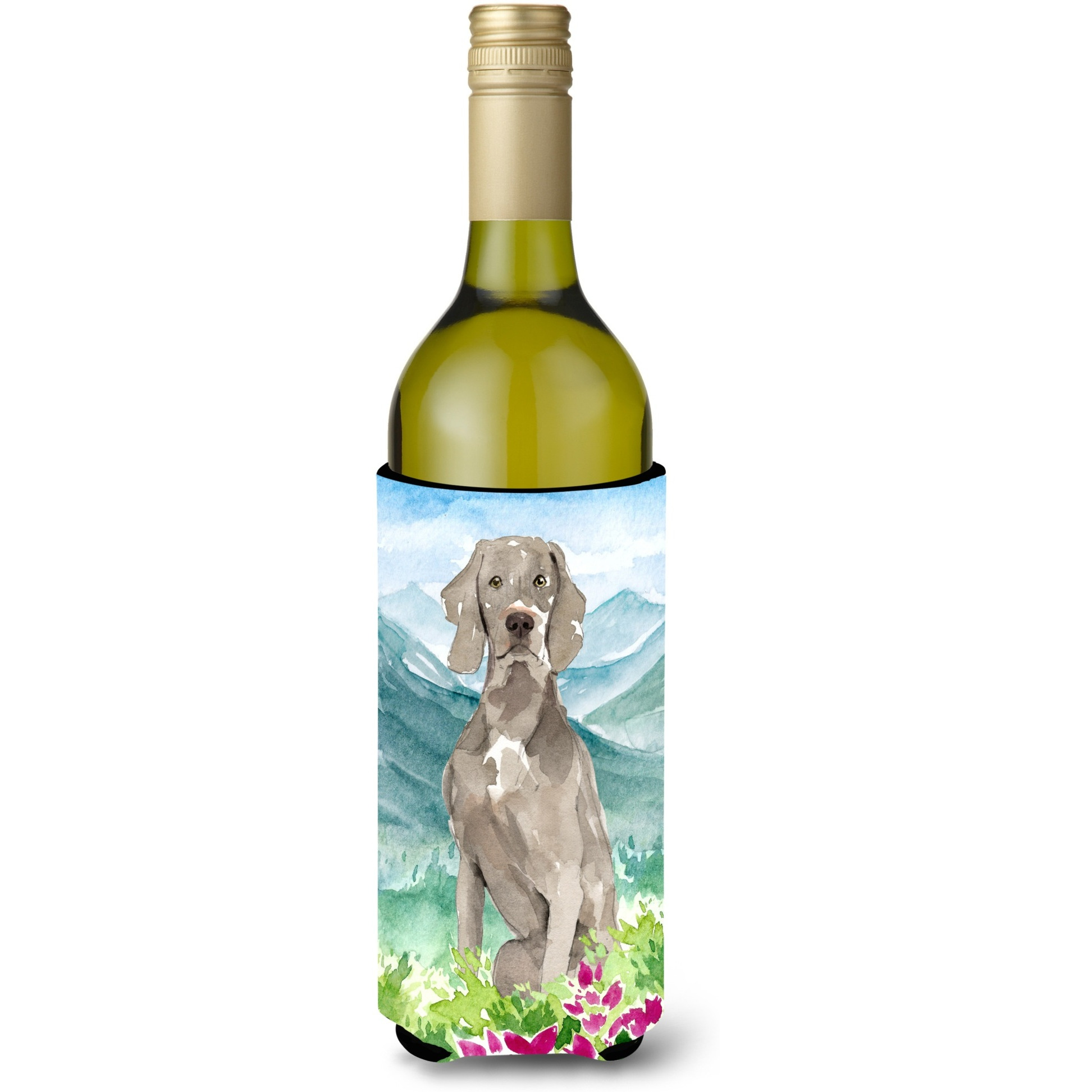 &quotCaroline's Treasures CK2517LITERK Mountian Flowers Weimaraner Wine Bottle Hugger cold-beverage-koozies, 750 ml, Multicolor"