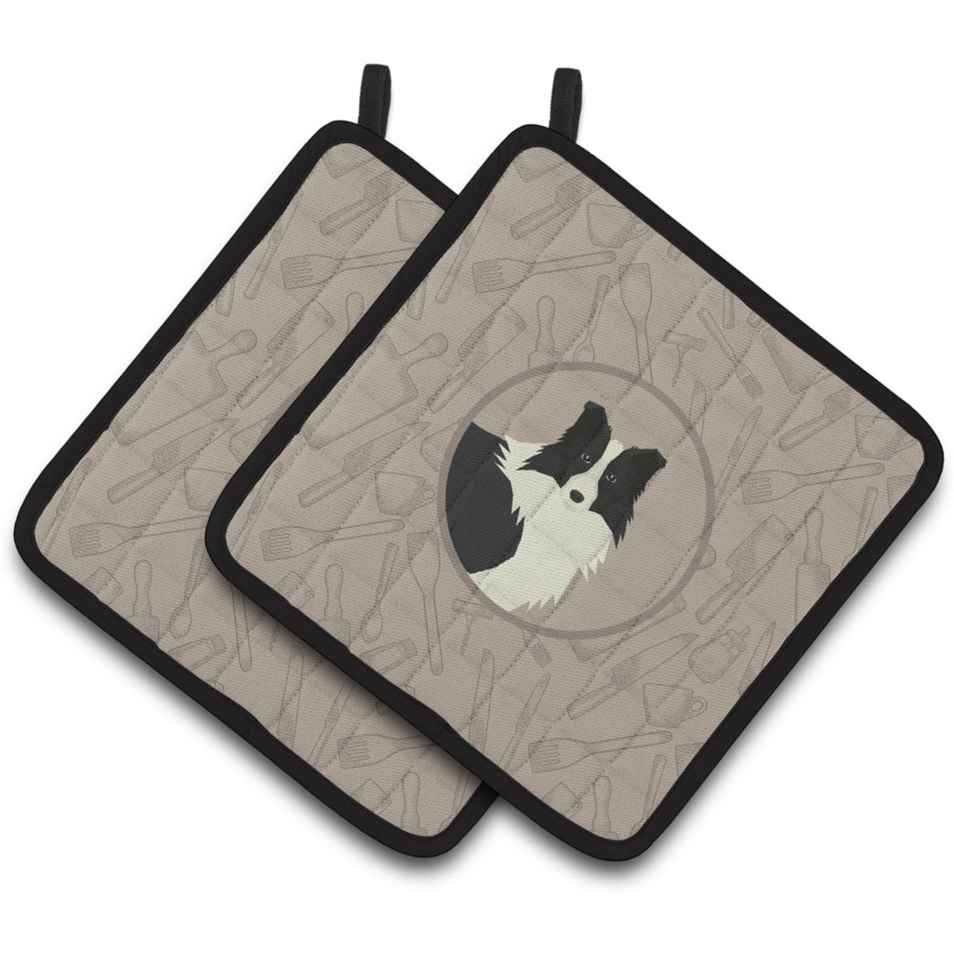 &quotCaroline's Treasures CK2169PTHD Border Collie in The Kitchen Pair of Pot Holders potholders, Multicolor"