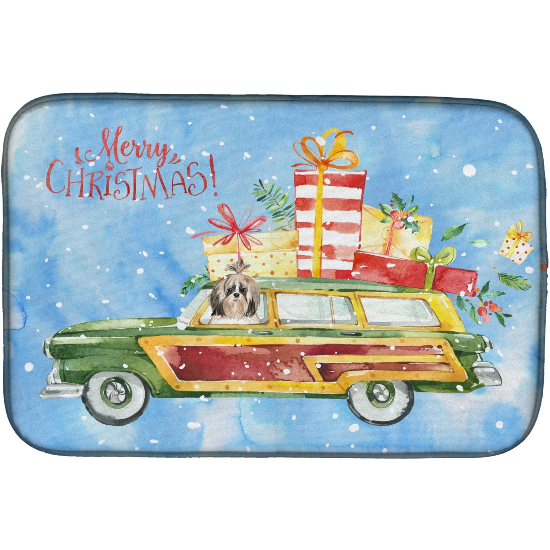 &quotCaroline's Treasures CK2422DDM Merry Christmas Shih Tzu dish-drying-mats, 14x21, Multicolor"