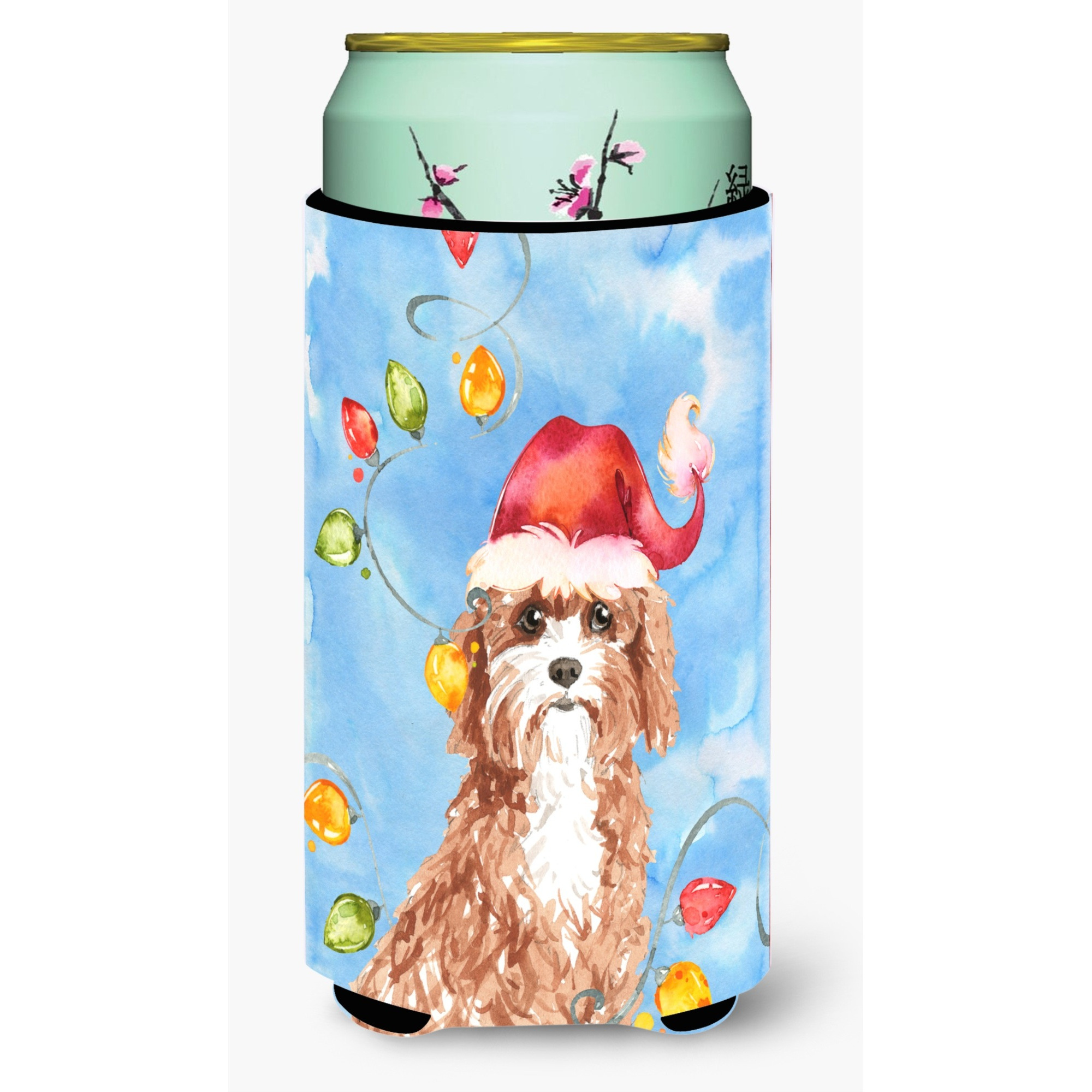 &quotCaroline's Treasures CK2476TBC Christmas Lights Cavapoo Tall Boy Hugger cold-beverage-koozies, Multicolor"