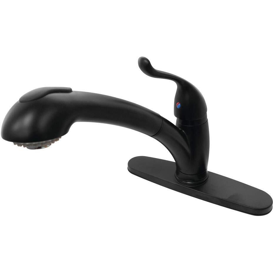Kingston Brass KB5708YL Yosemite Single-Handle Pull-Out Kitchen Faucet, Matte Black