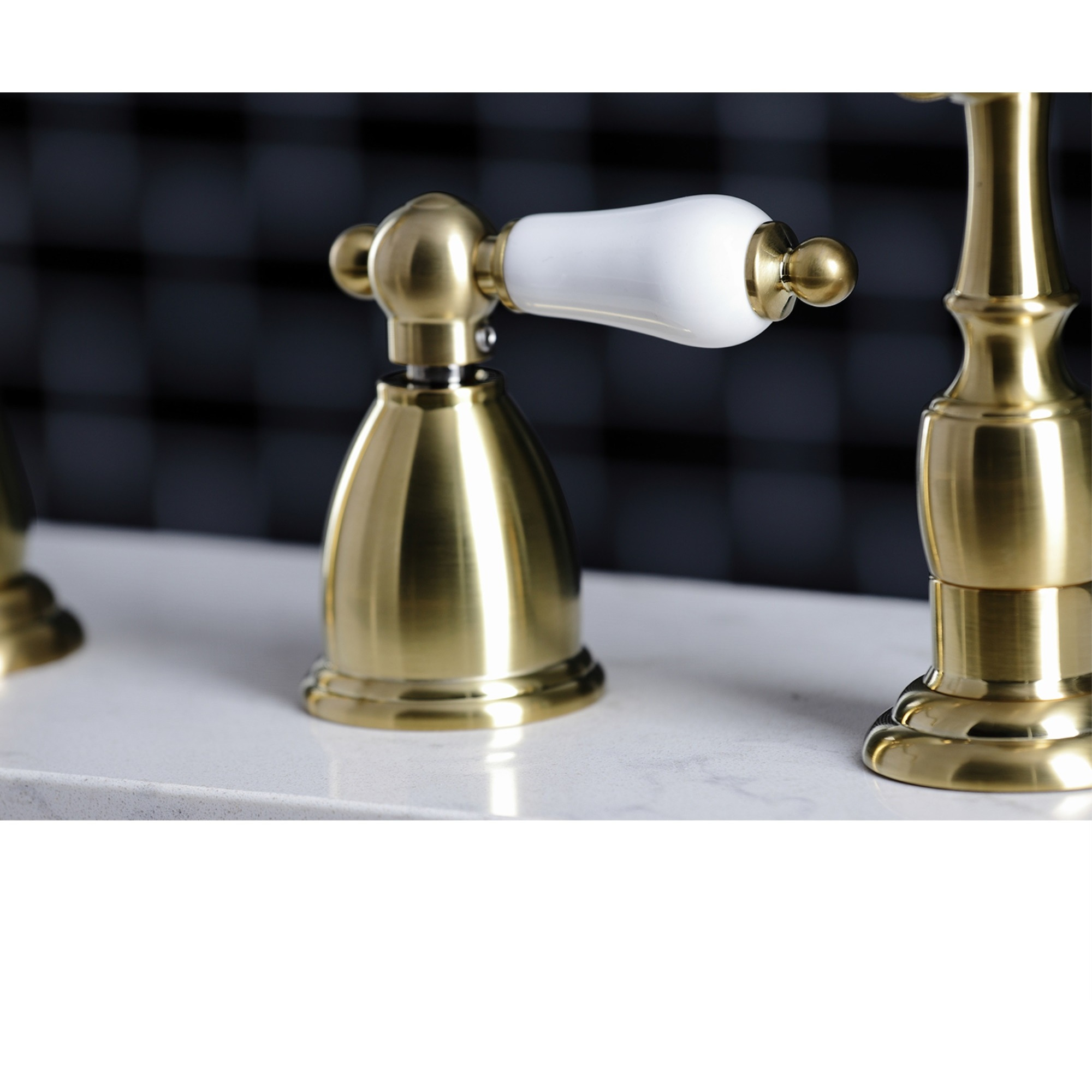 Kingston Brass KB1797PLBS 8-Inch Widespread Kitchen Faucet with Brass Sprayer, Brushed Brass