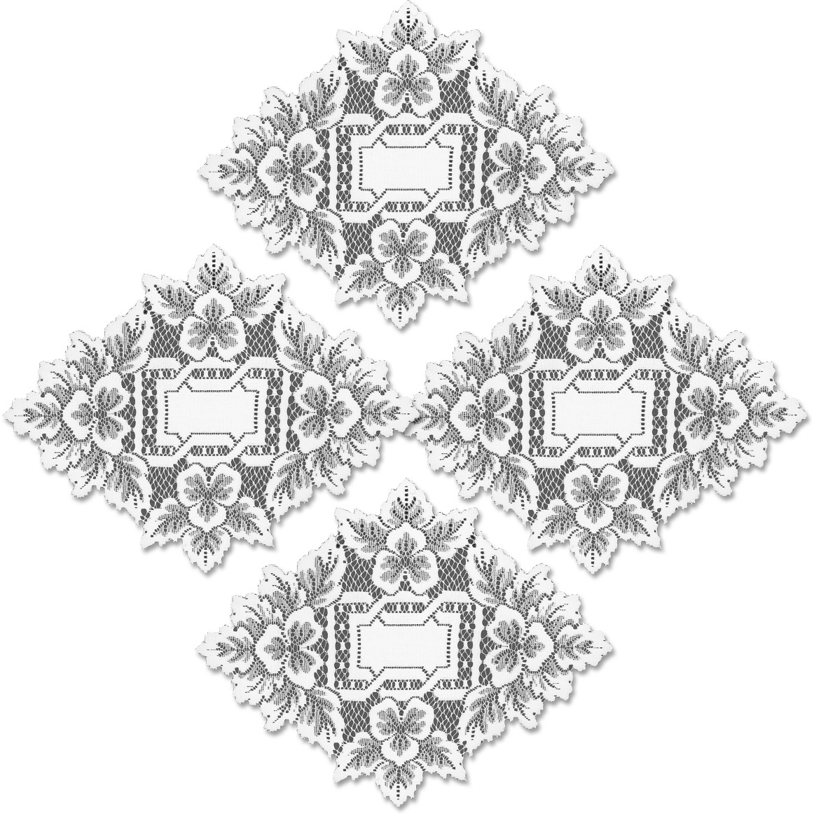 Heritage Lace HL-1209W-S 12 x 9 in. Heirloom Doily - White - Set of 4