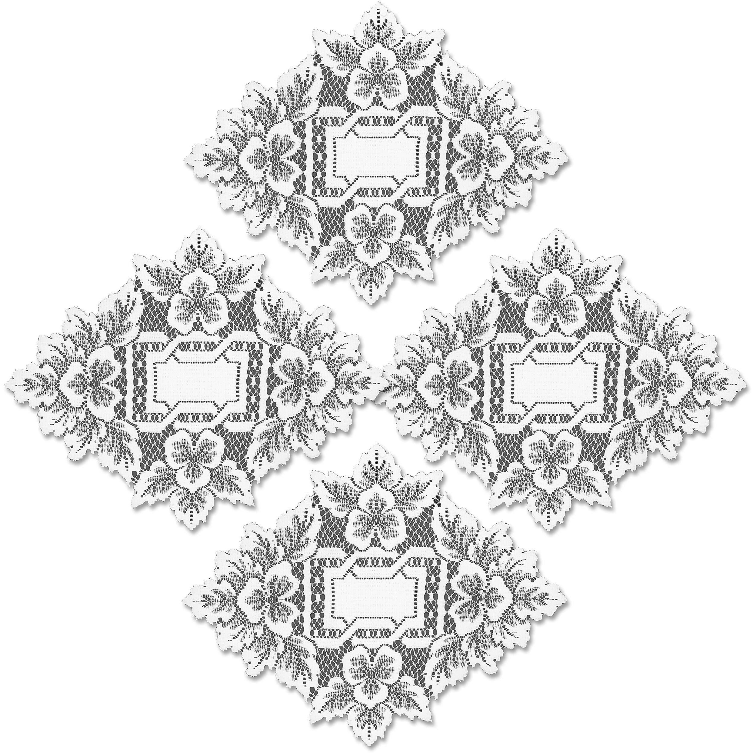 Heritage Lace HL-1209W-S 12 x 9 in. Heirloom Doily - White - Set of 4