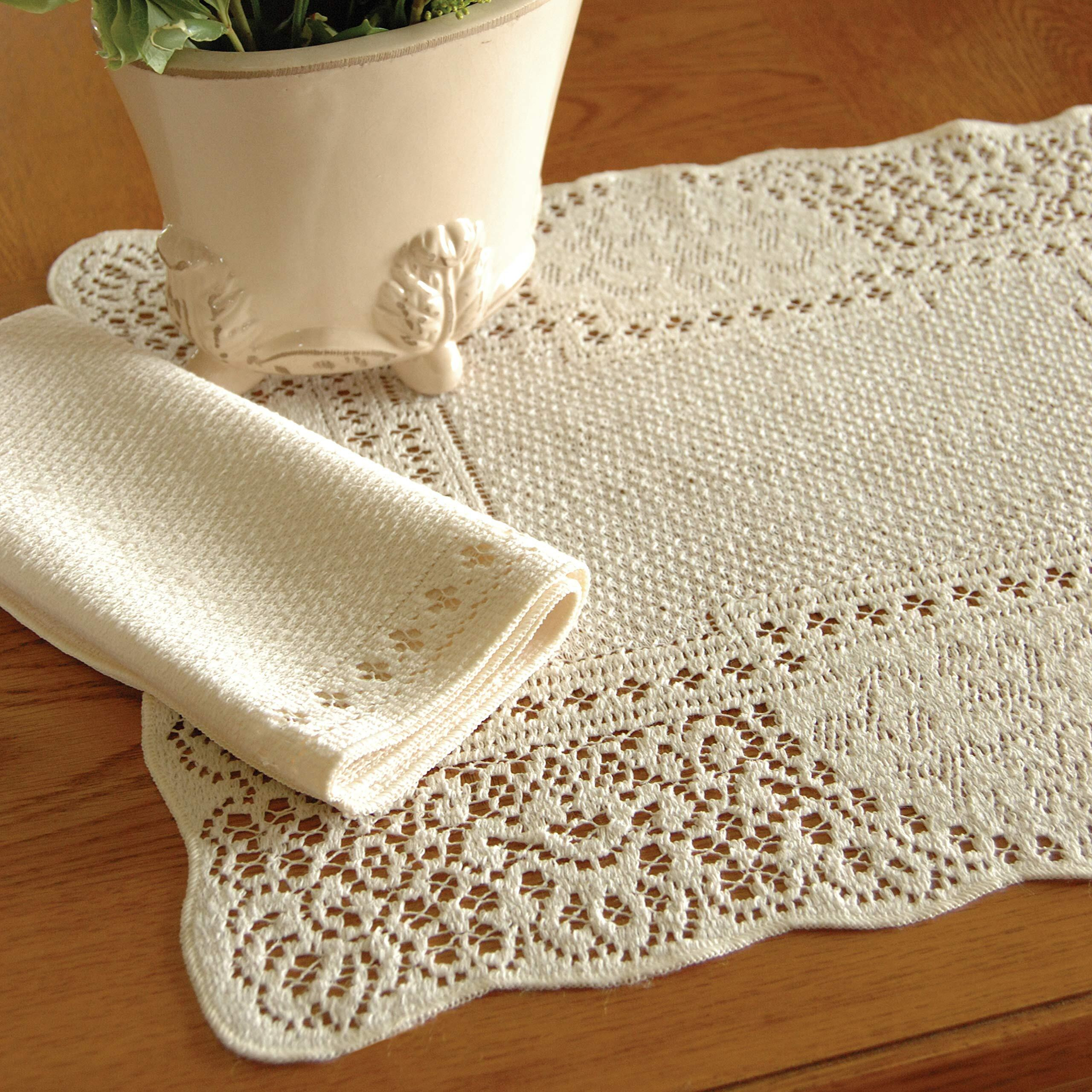 Heritage Lace CC-1419E-S 14 x 19 in. Canterbury Classic Placemat - Ecru - Set of 4