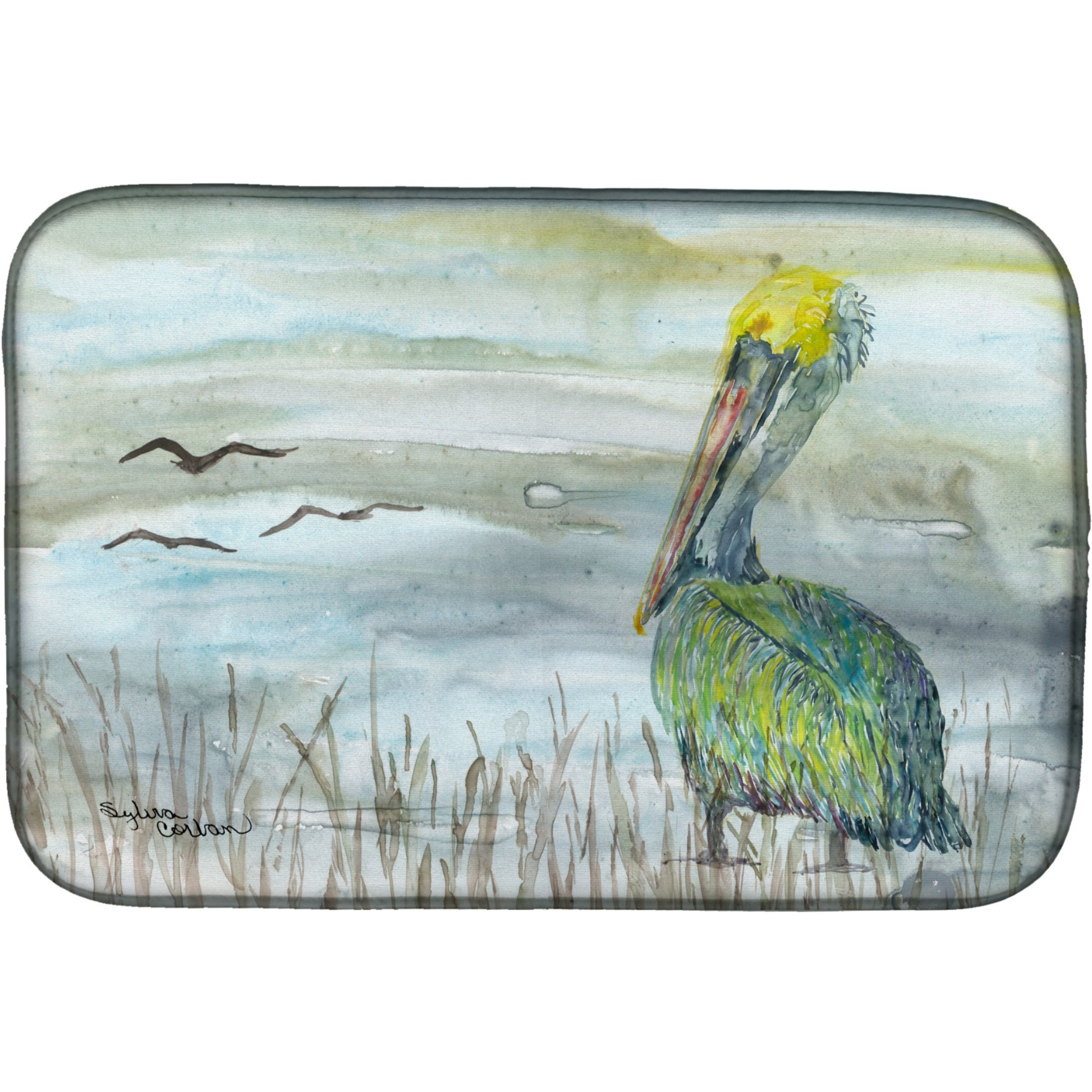 &quotCaroline's Treasures SC2008DDM Pelican Watercolor dish-drying-mats, 14x21, Multicolor"