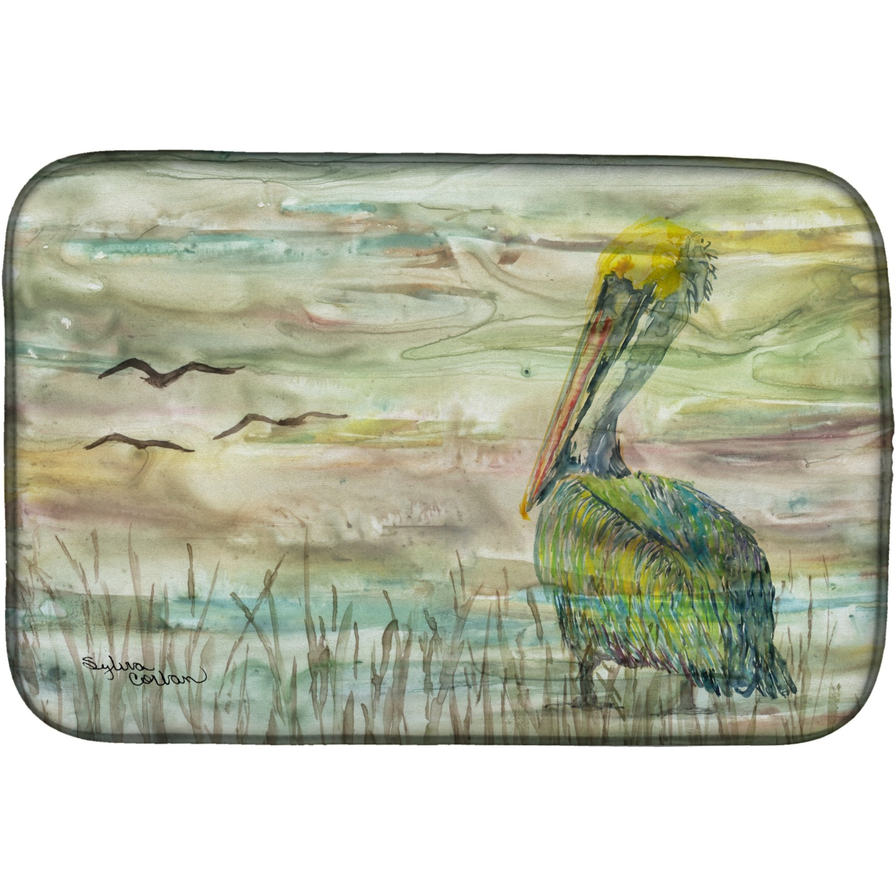 &quotCaroline's Treasures SC2012DDM Pelican Sunset dish-drying-mats, 14x21, Multicolor"