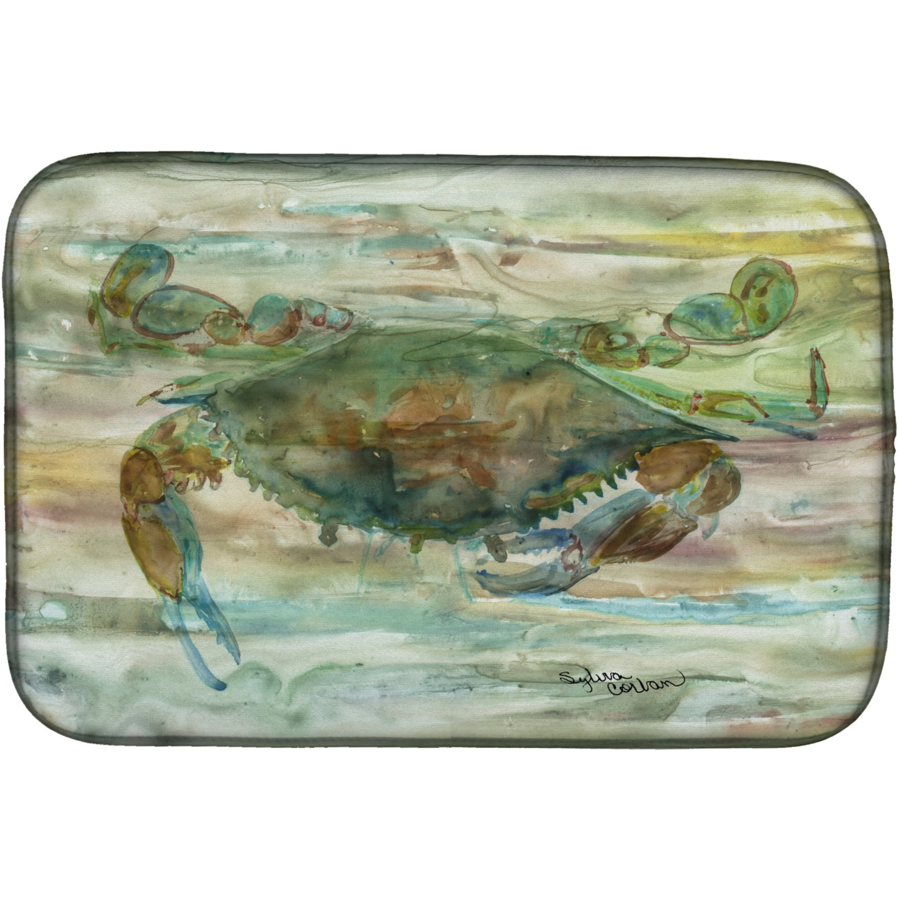 &quotCaroline's Treasures SC2015DDM Crab a leg up Sunset dish-drying-mats, 14x21, Multicolor"