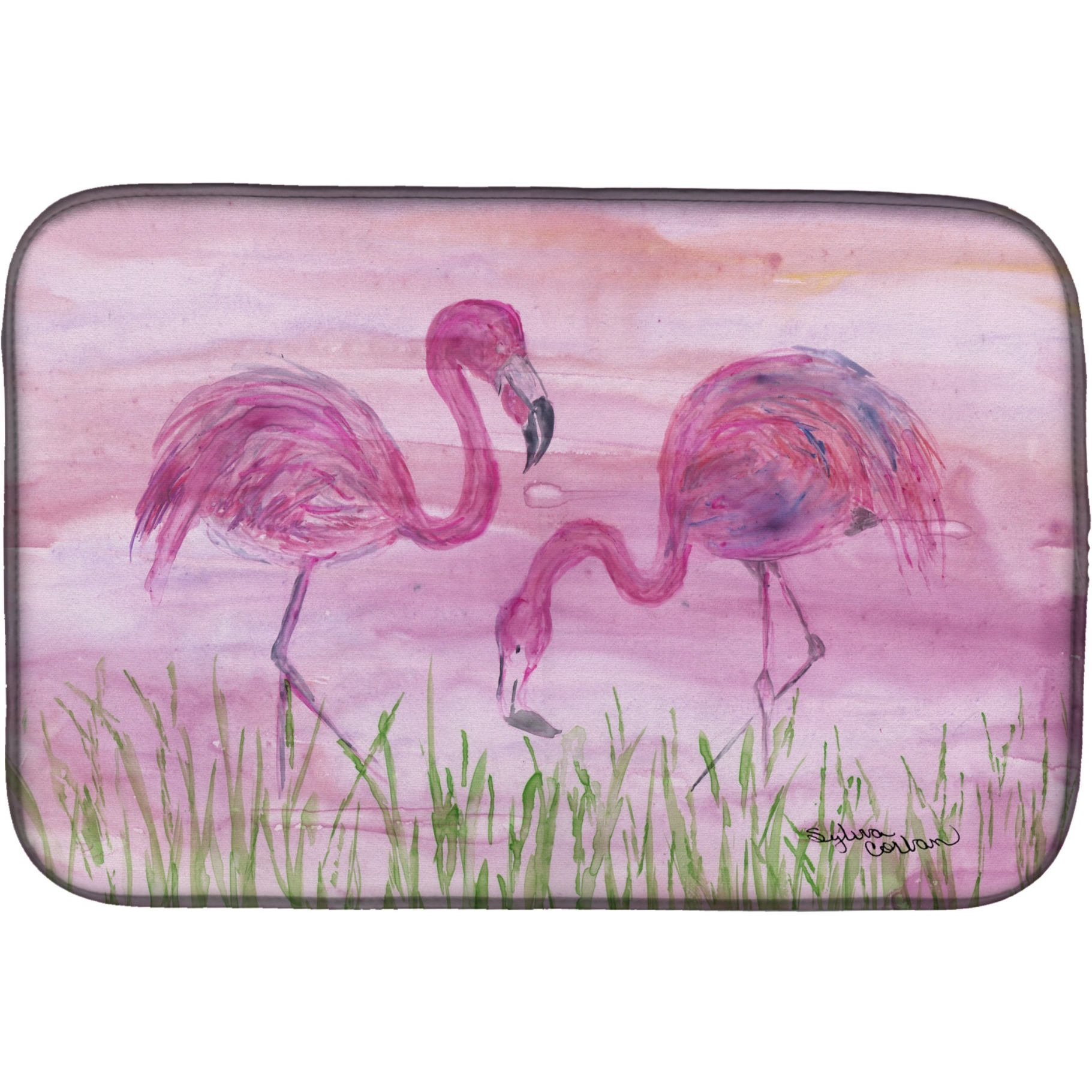 &quotCaroline's Treasures SC2018DDM Flamingos dish-drying-mats, 14x21, Multicolor"