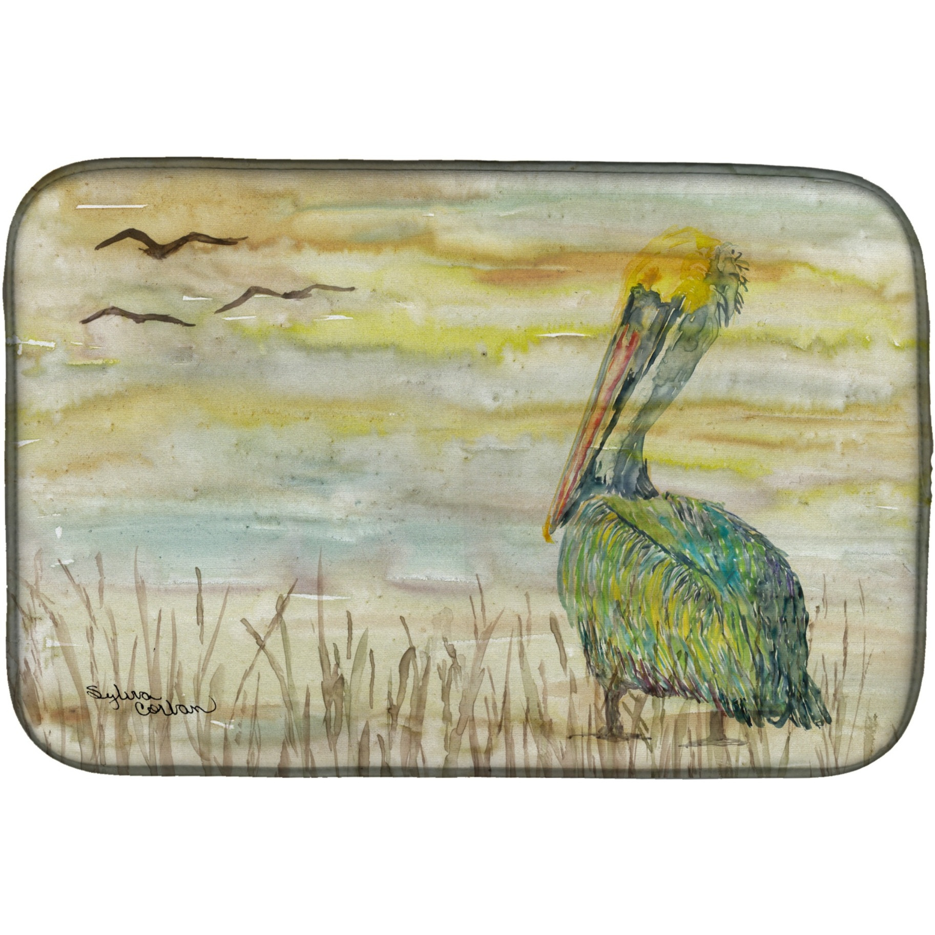 &quotCaroline's Treasures SC2024DDM Pelican Yellow Sky dish-drying-mats, 14x21, Multicolor"
