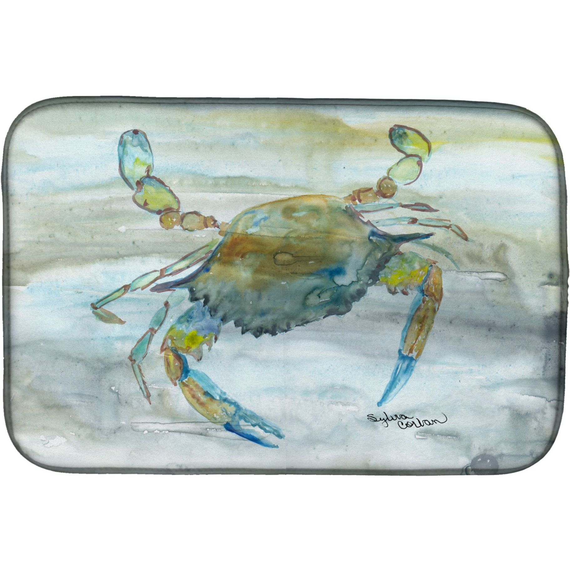 &quotCaroline's Treasures SC2004DDM Blue Crab 2 Watercolor dish-drying-mats, 14x21, Multicolor"