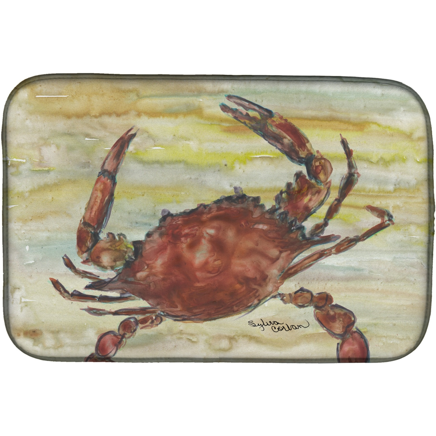 &quotCaroline's Treasures SC2022DDM Cooked Crab Yellow Sky dish-drying-mats, 14x21, Multicolor"
