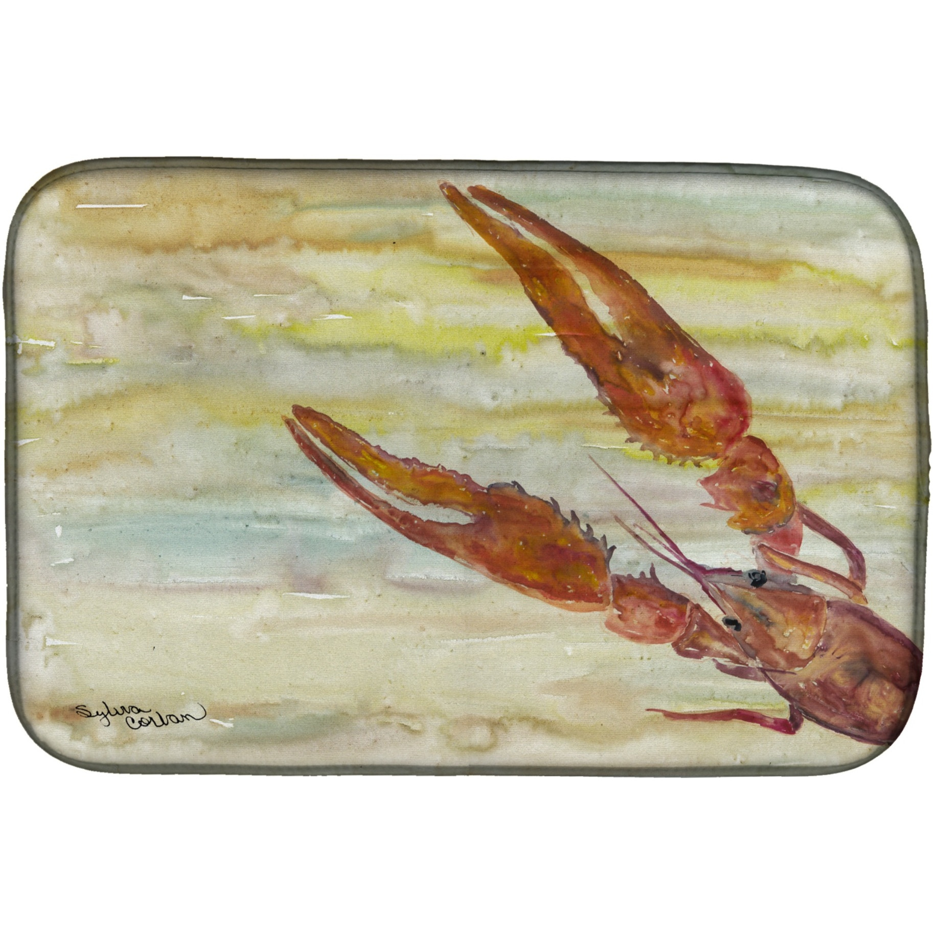 &quotCaroline's Treasures SC2021DDM Crawfish Yellow Sky dish-drying-mats, 14x21, Multicolor"